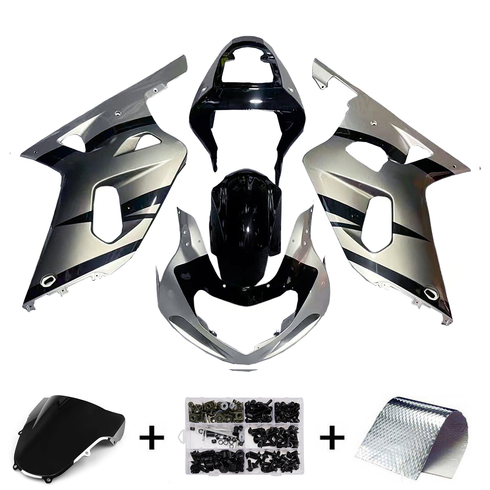 AMOTOPART SUZUKI 01-03 GSXR600 & 00-03 GSXR750 2-TONE GSXR Racing Silver Fairing Kit