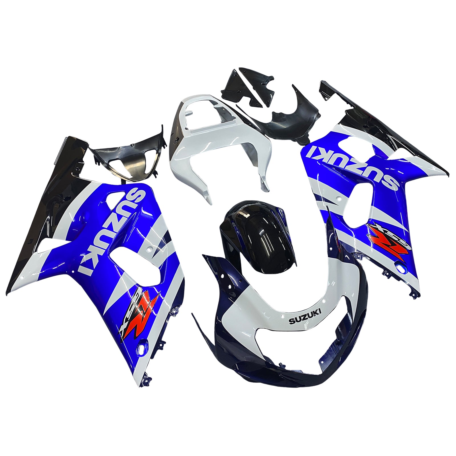 Amotopart Suzuki 01-03 GSXR600 & 00-03 GSXR750 Kit de carénage bleu blanc noir