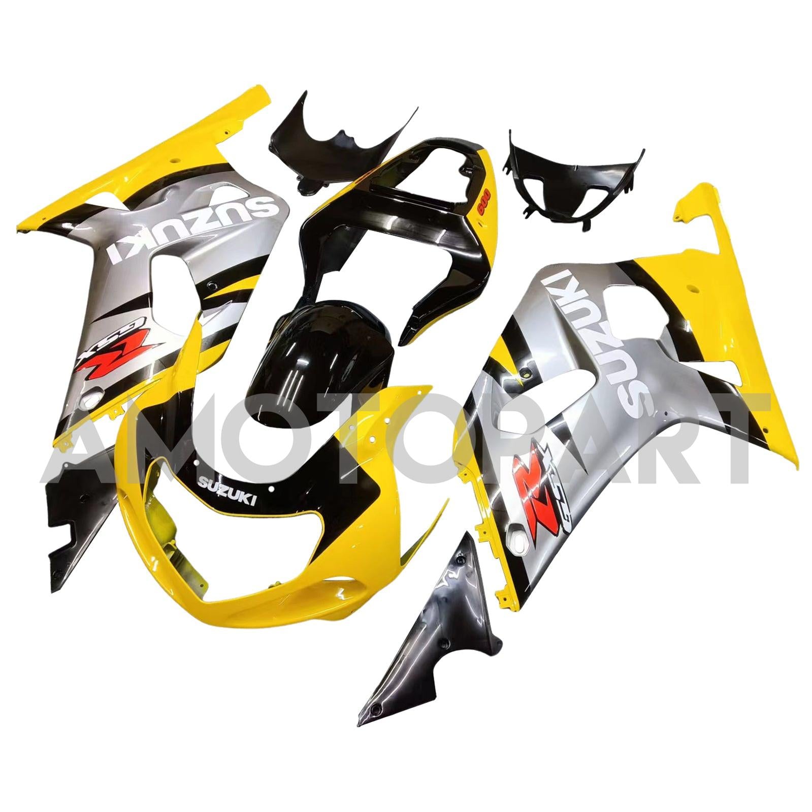 Amotopart Suzuki 01-03 GSXR600 & 00-03 GSXR750 Yellow Silver GSXR Racing Fairing Kit