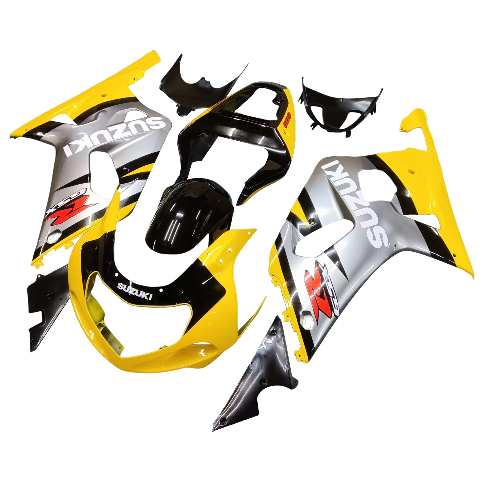 Amotopart Suzuki 01-03 GSXR600 & 00-03 GSXR750 Kit de carénage GSXR Racing jaune argent