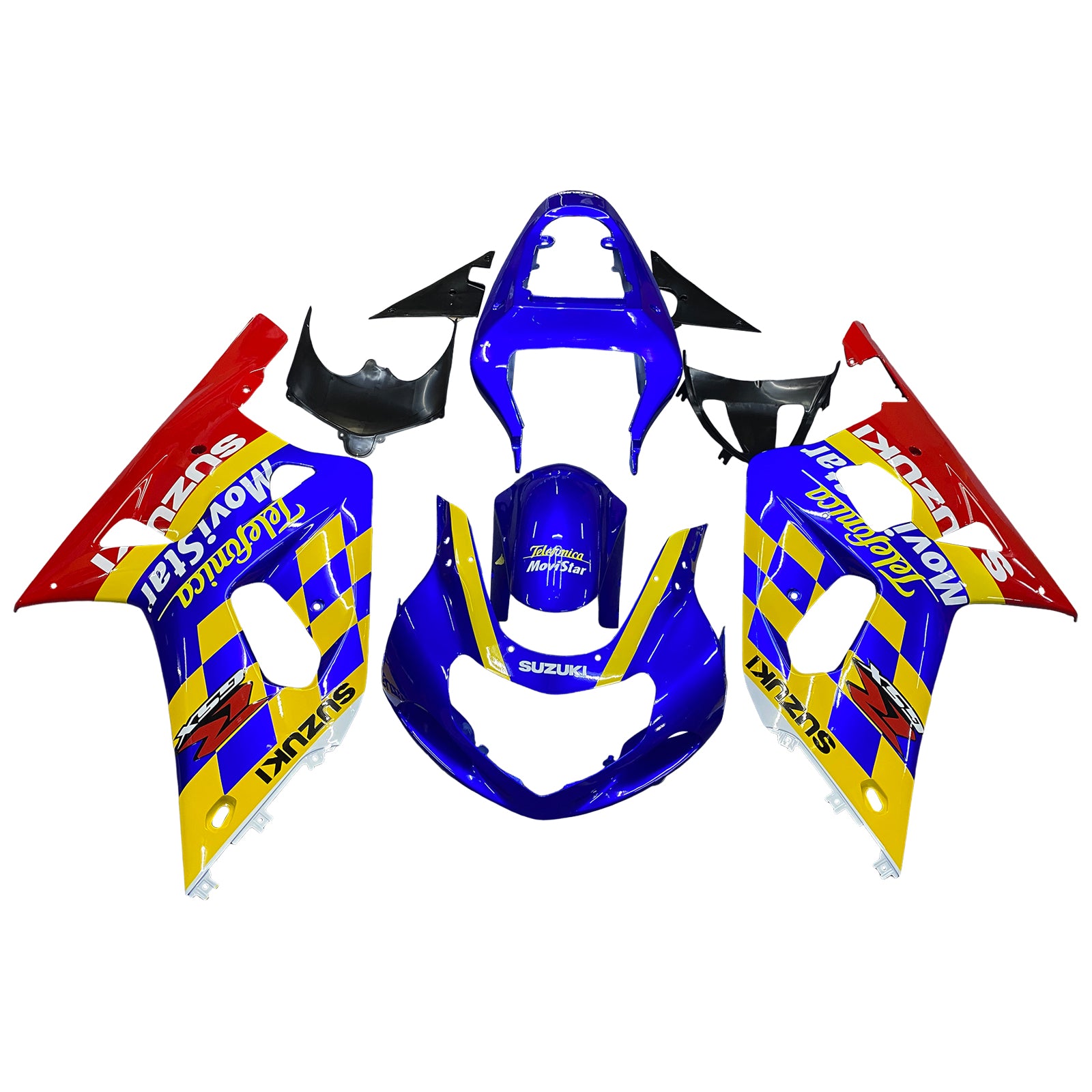 Amotopart Suzuki 01-03 GSXR600 y 00-03 GSXR750 Carenado Azul Amarillo Multi Kit