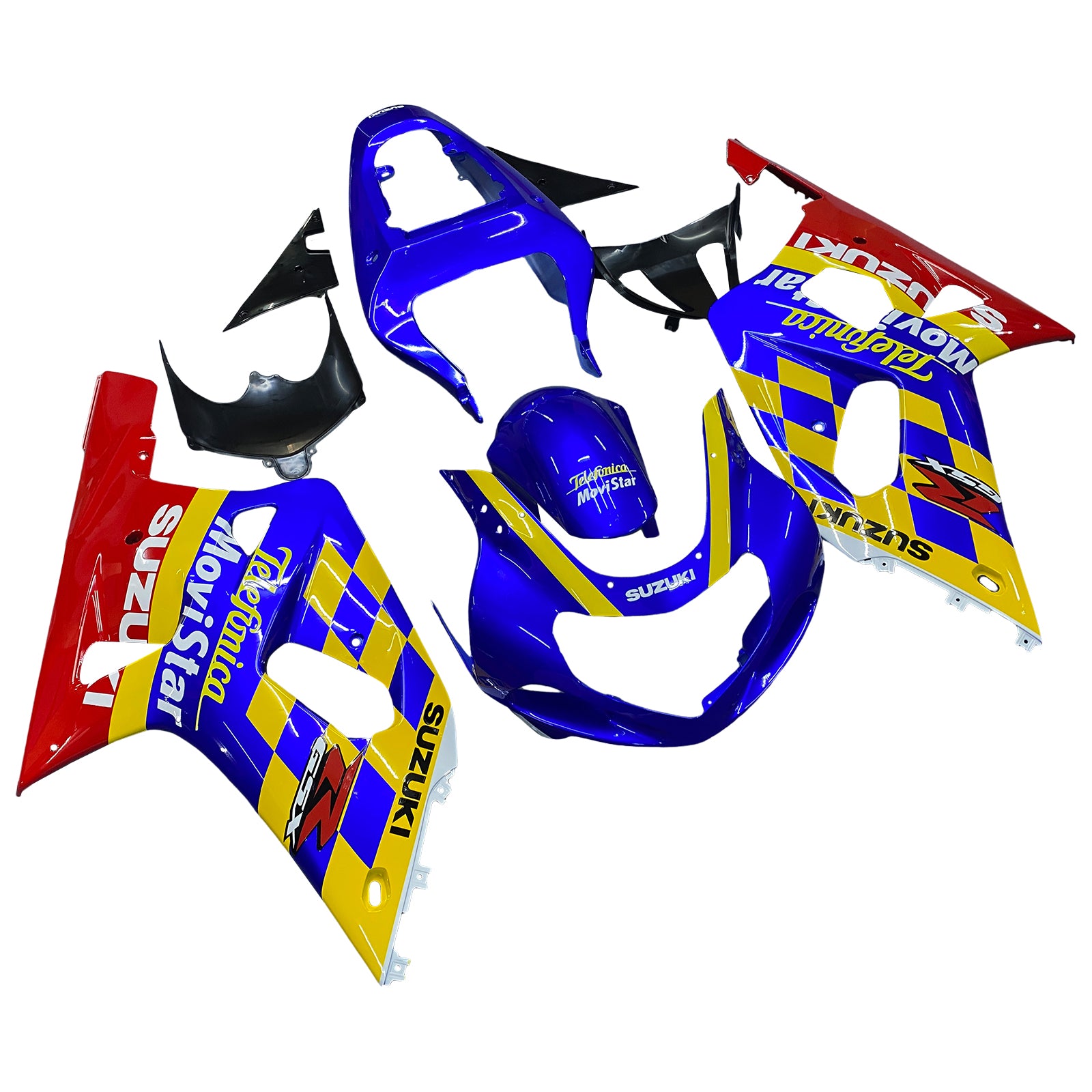 Amotopart Suzuki 01-03 GSXR600 & 00-03 GSXR750 Fairing Blue Yellow Multi Kit