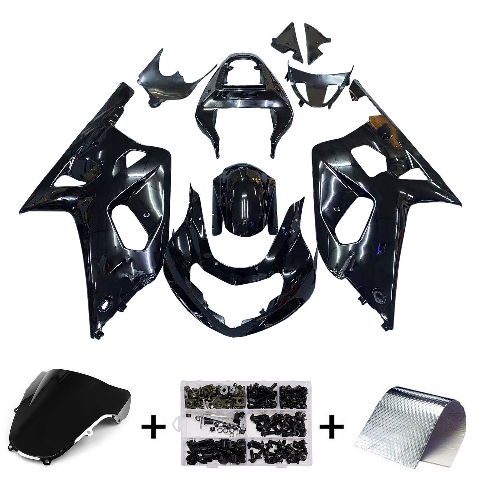 Amotopart スズキ 01-03 GSXR600 & 00-03 GSXR750 オールブラック