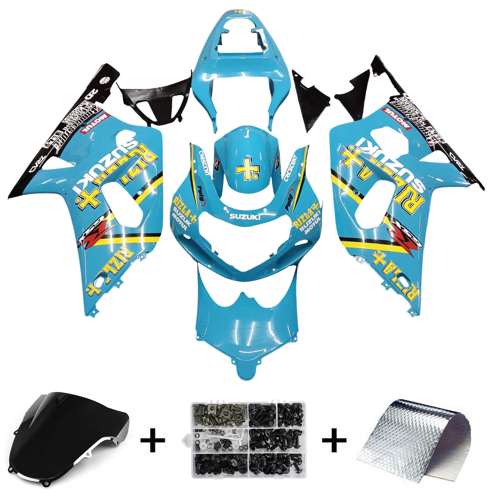 Amotopart Suzuki 01-03 GSXR600 & 00-03 GSXR750 Fairing Blue Multi KIt