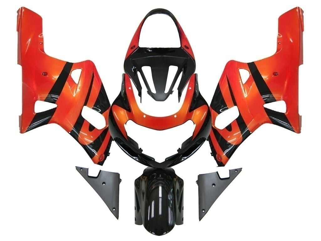 Amotopart Suzuki 01-03 GSXR600 & 00-03 GSXR750 Racing Orange Metallic Black Zestaw owiewek
