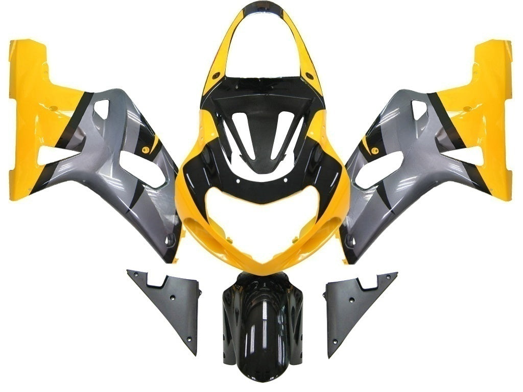 Amotopart Suzuki 01-03 GSXR600 & 00-03 GSXR750 Racing Silver Yellow Fairing Kit