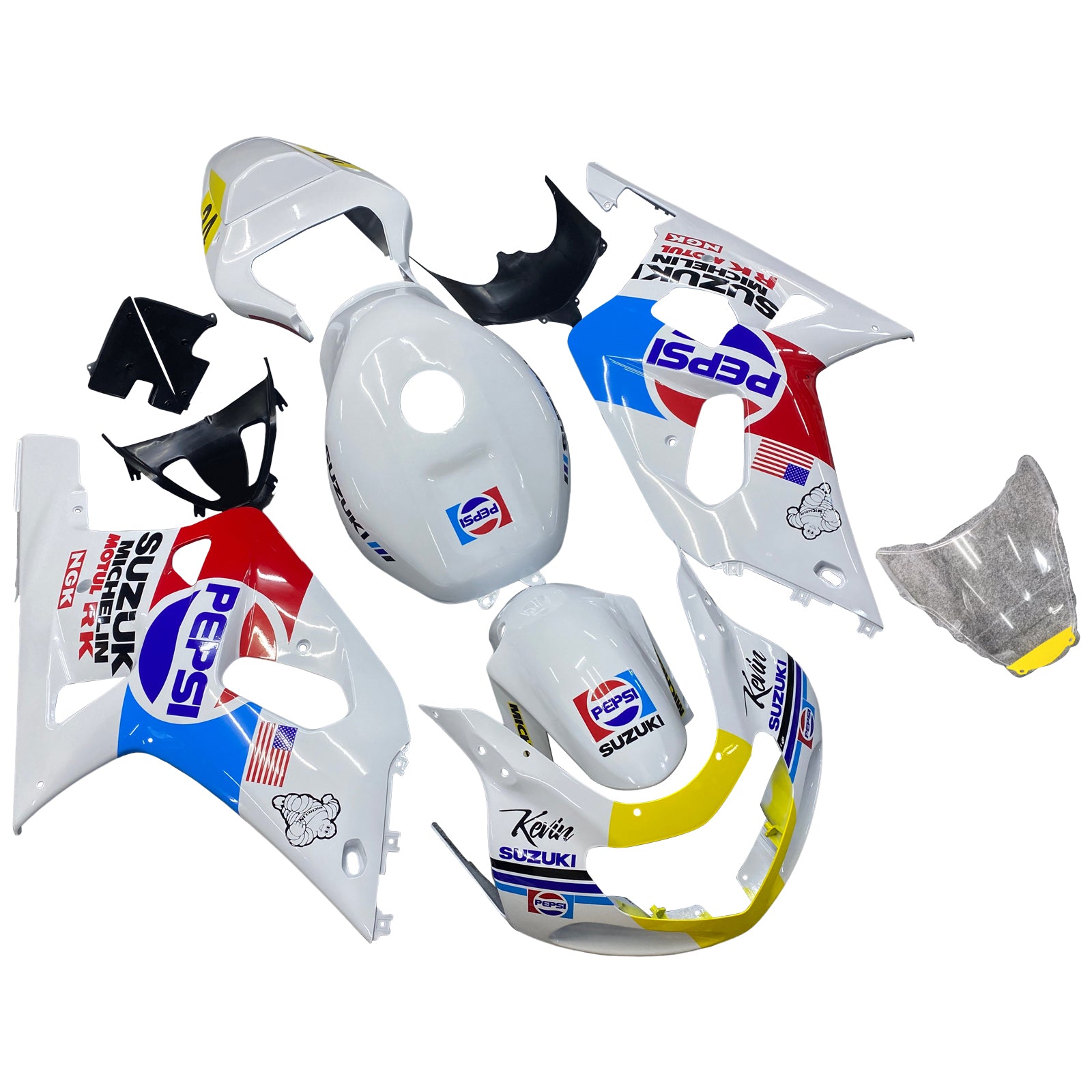 Amotopart Suzuki 01-03 GSXR600 & 00-03 GSXR750 Pepsi White Red Blue Fairing Kit