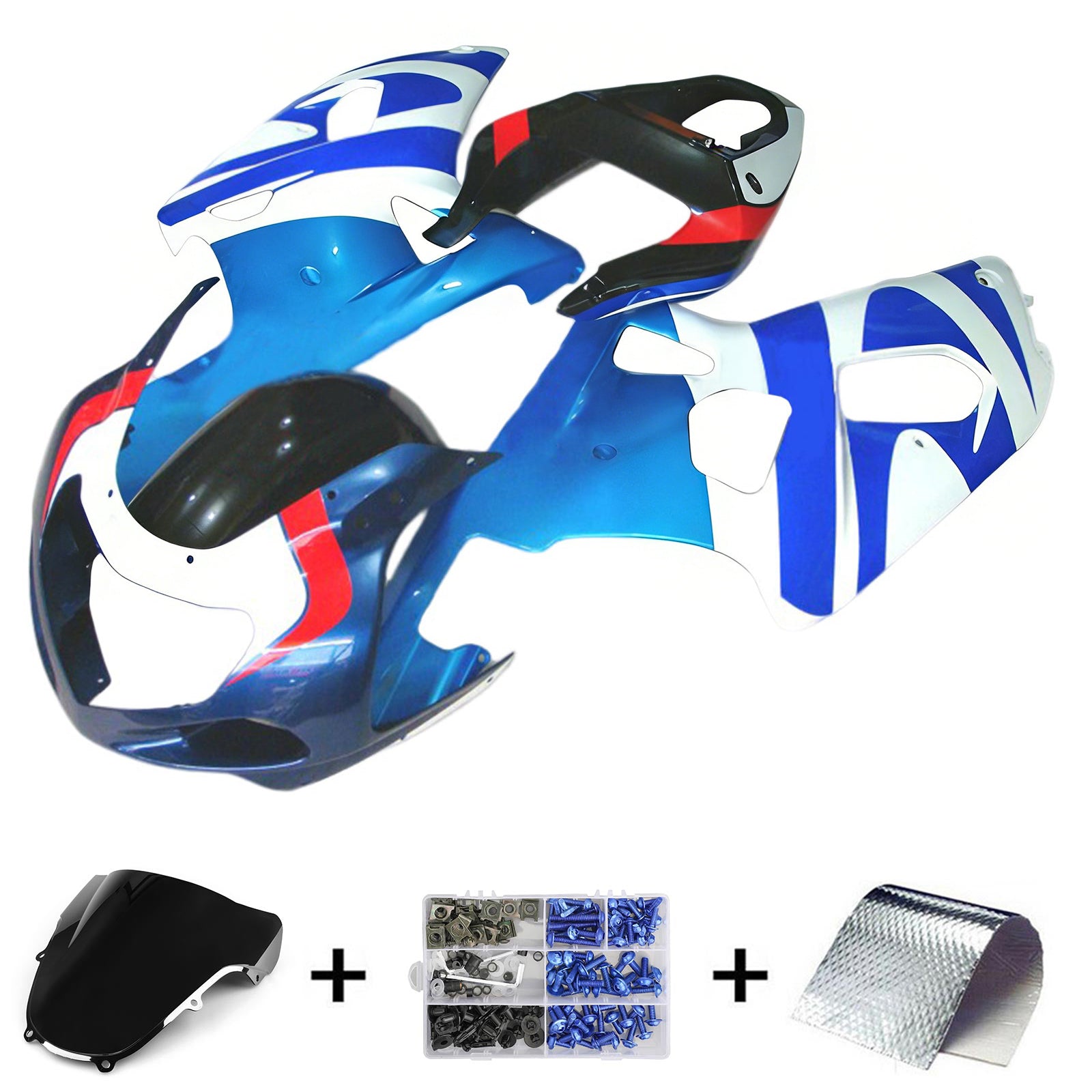Amotopart Suzuki 01-03 GSXR600 & 00-03 GSXR750 Blue White Style1 Fairing Kit