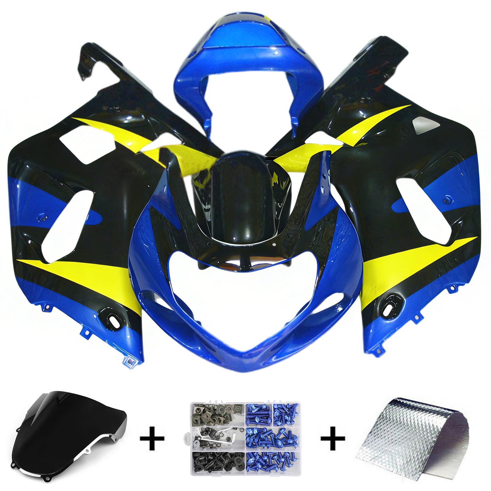 Amotopart Suzuki 01-03 GSXR600 & 00-03 GSXR750 Blue Yellow Fairing Kit