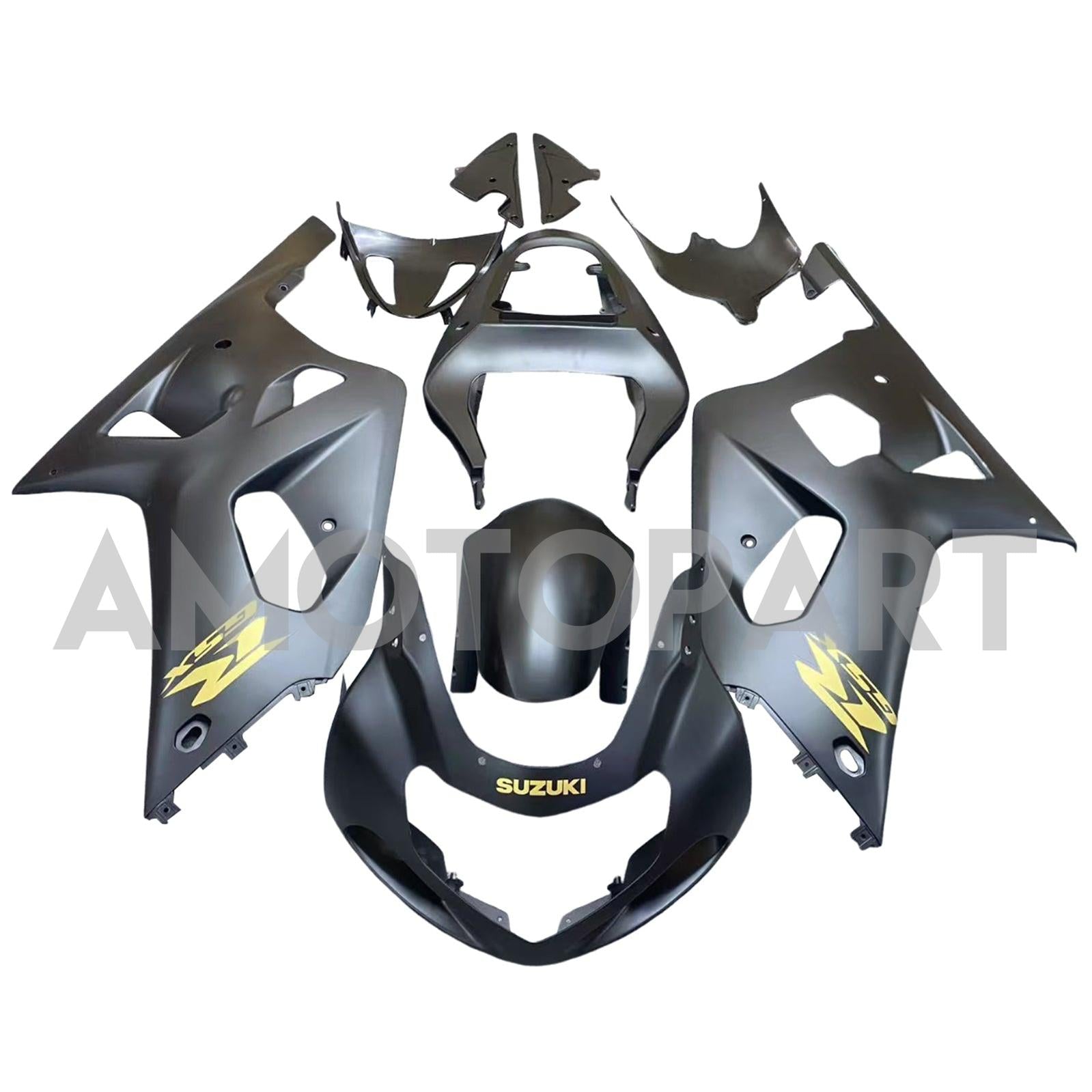 Amotopart Suzuki 01-03 GSXR600 & Kit de carénage noir mat GSXR750 00-03