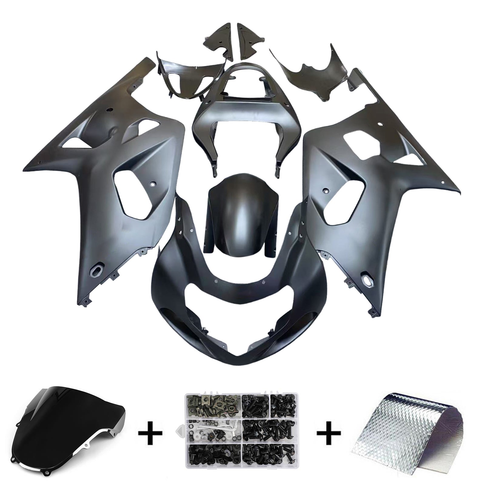 Amotopart スズキ 01-03 GSXR600 & 00-03 GSXR750 マットブラック フェアリングキット