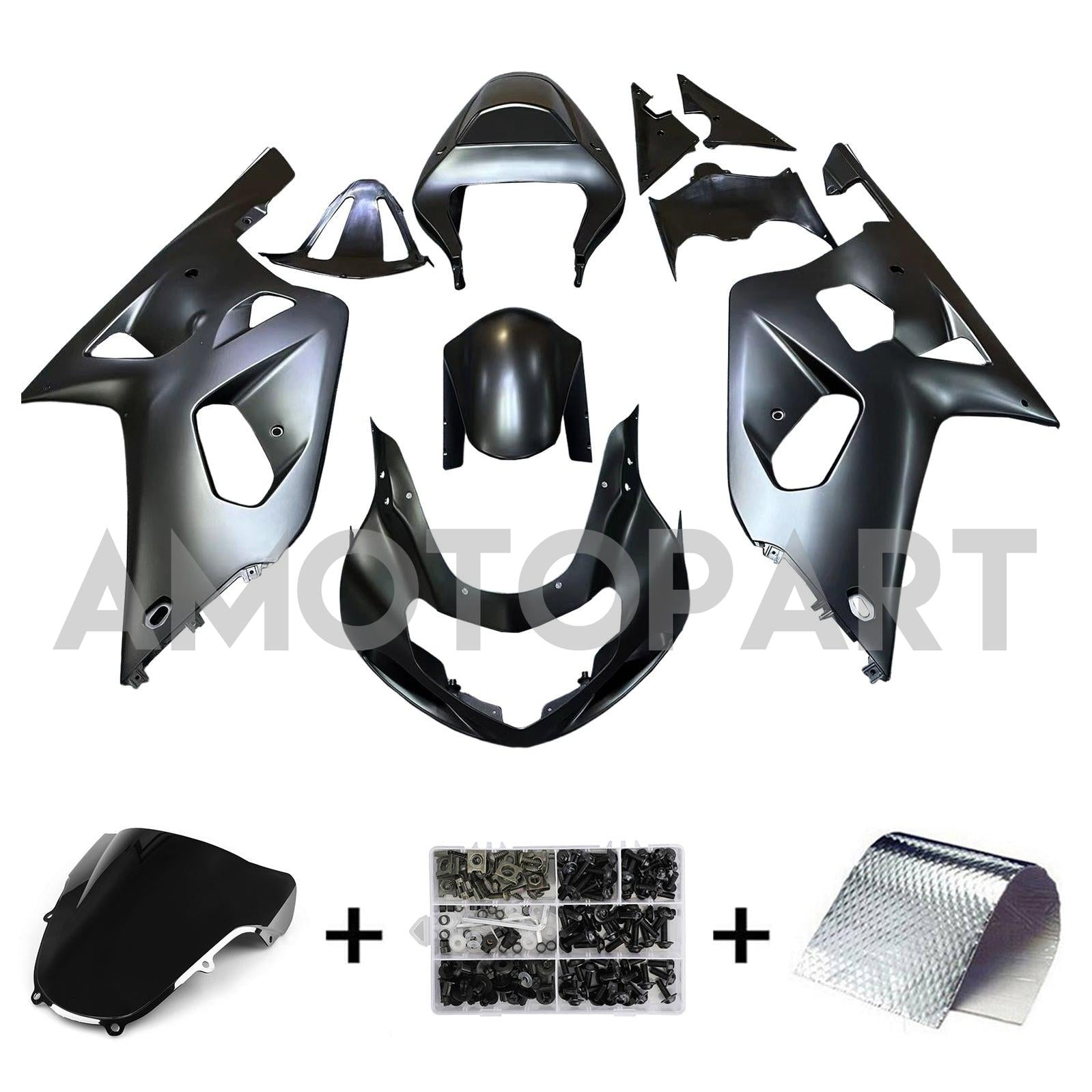 Amotopart Suzuki 01-03 GSXR600 & 00-03 GSXR750 Matte Black Fairing Kit