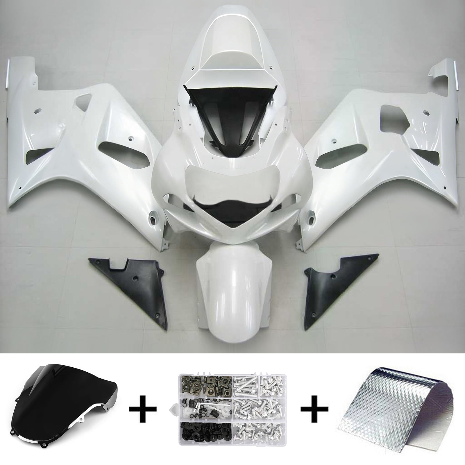 Amotopart Suzuki 01-03 GSXR600 & 00-03 GSXR750 White Fairing Kit