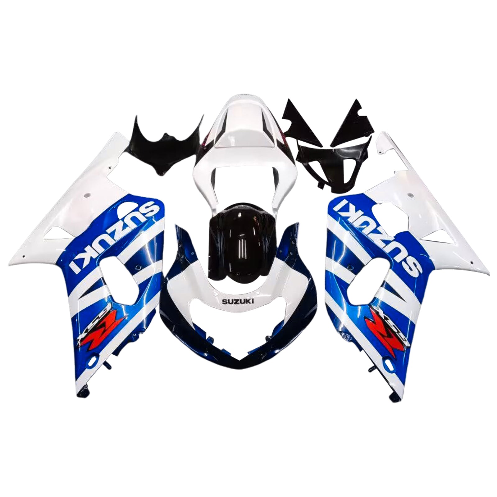 Amotopart Suzuki 01-03 GSXR600 y 00-03 GSXR750 Kit de carenado blanco azul