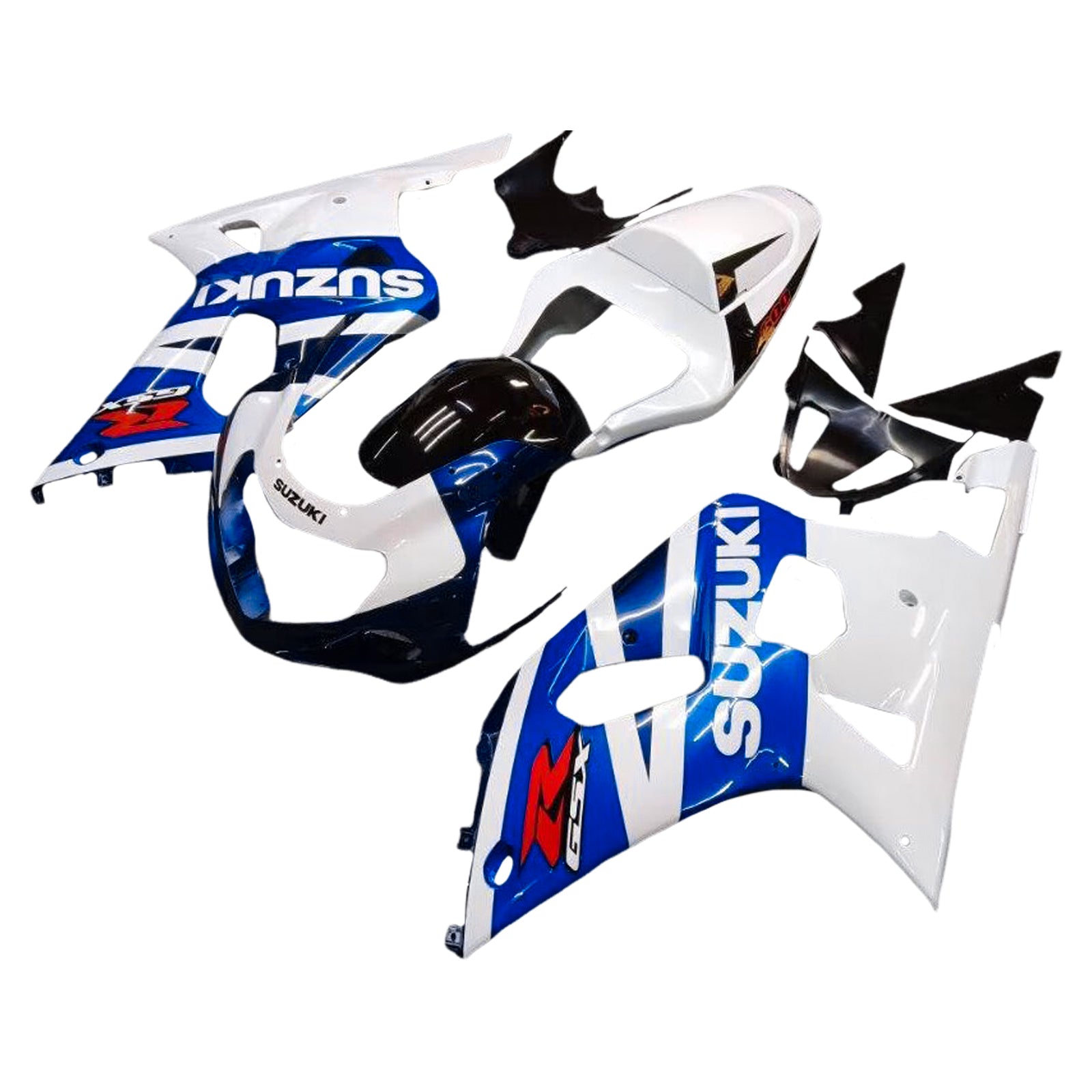 Amotopart Suzuki 01-03 GSXR600 & 00-03 GSXR750 Kit de carénage blanc bleu