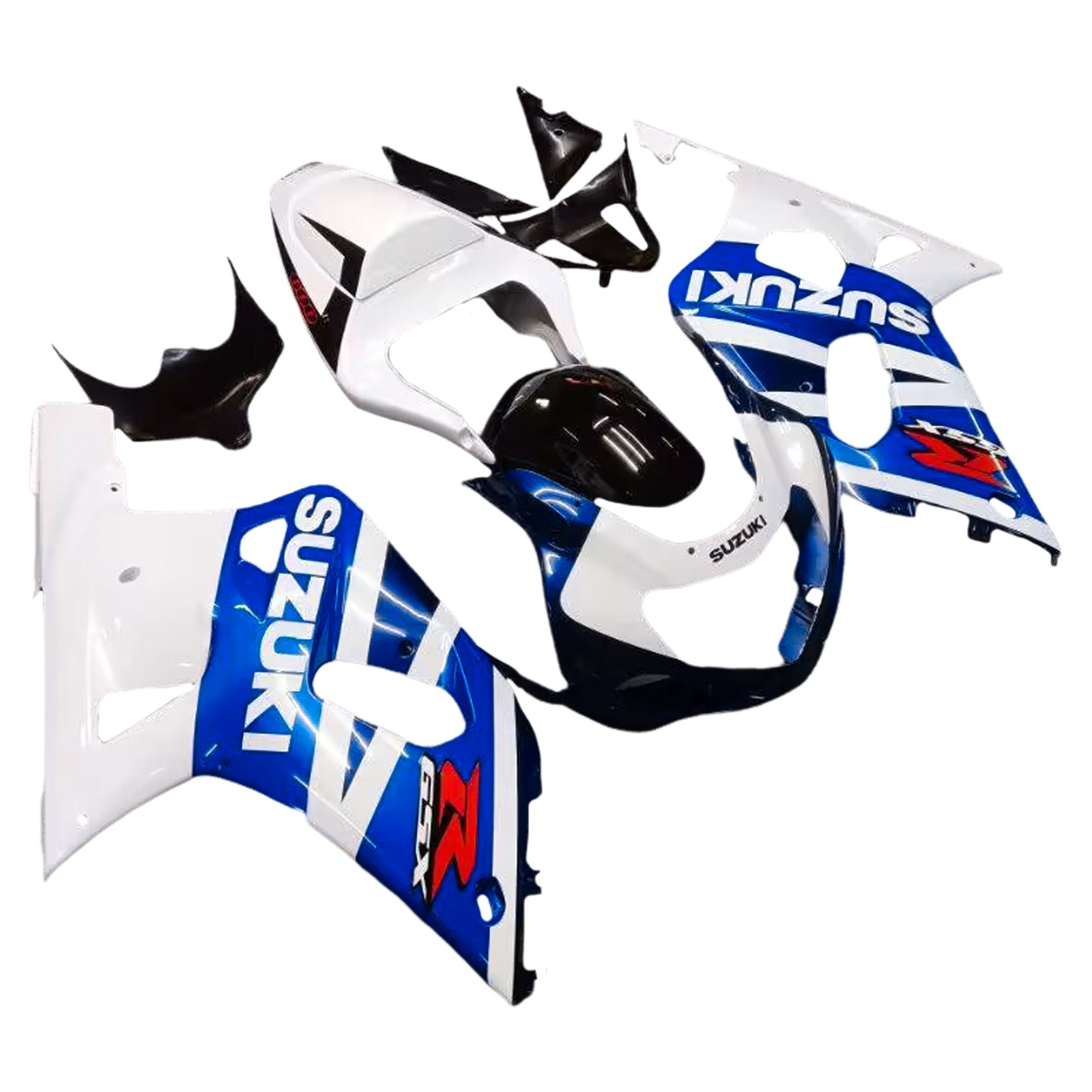 Amotopart Suzuki 01-03 GSXR600 & 00-03 GSXR750 Kit de carénage blanc bleu