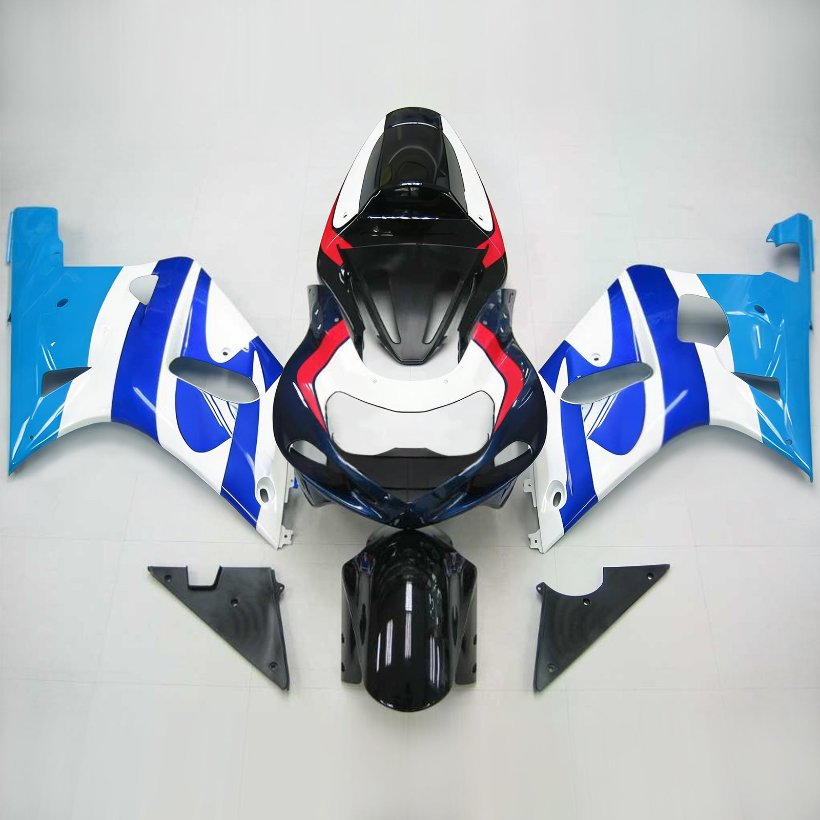 Amotopart Suzuki 01-03 GSXR600 & 00-03 GSXR750 Black Blue White Fairing Kit