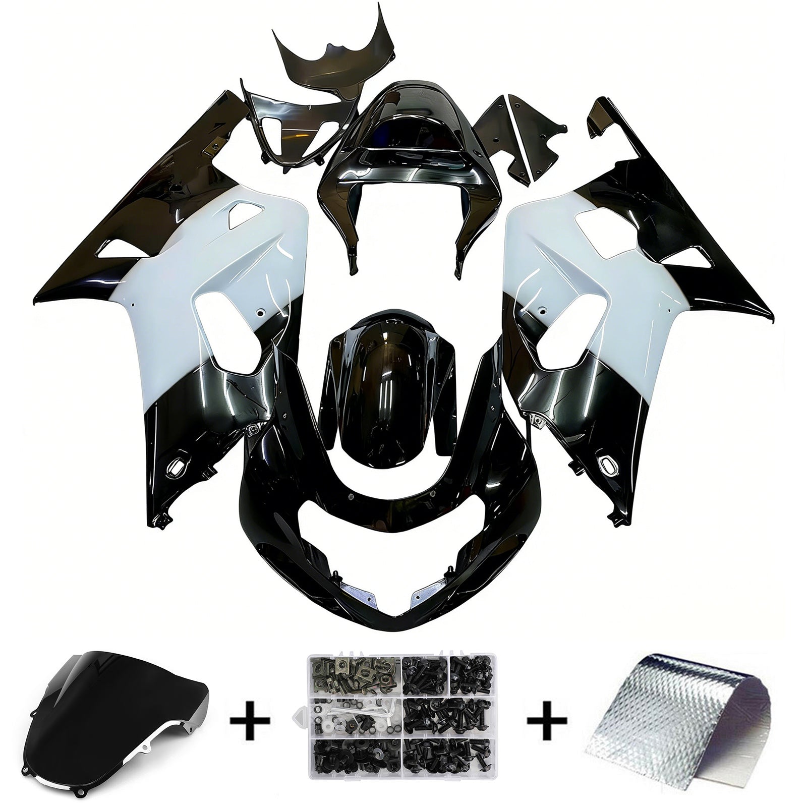 Amotopart 2001-2003 GSXR600 2000-2003 GSXR750 K1 スズキ ホワイト&ブラック フェアリングキット