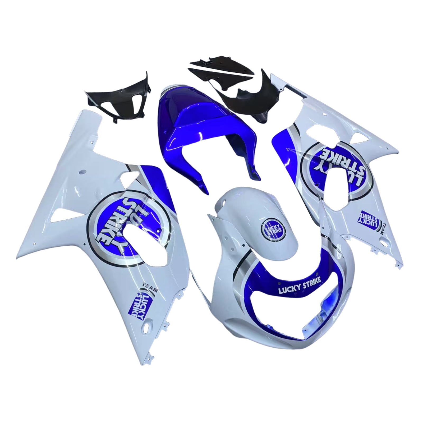 Amotopart 2001-2003 GSXR600 2000-2003 GSXR750 K1 Suzuki White with Blue Emblems Fairing Kit