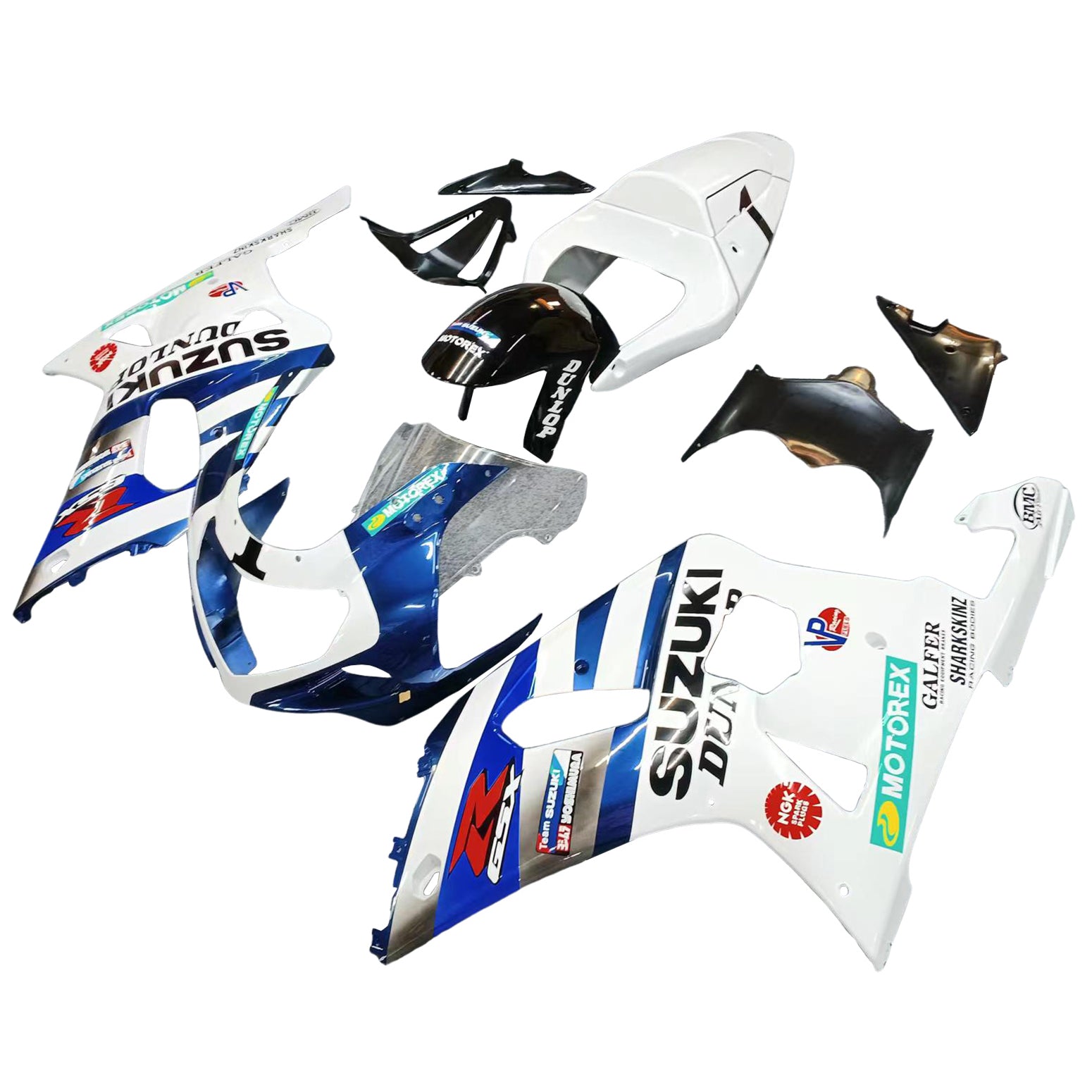 Amotopart 2001-2003 GSXR600 2000-2003 GSXR750 K1 Suzuki Blue White Fairing Kit