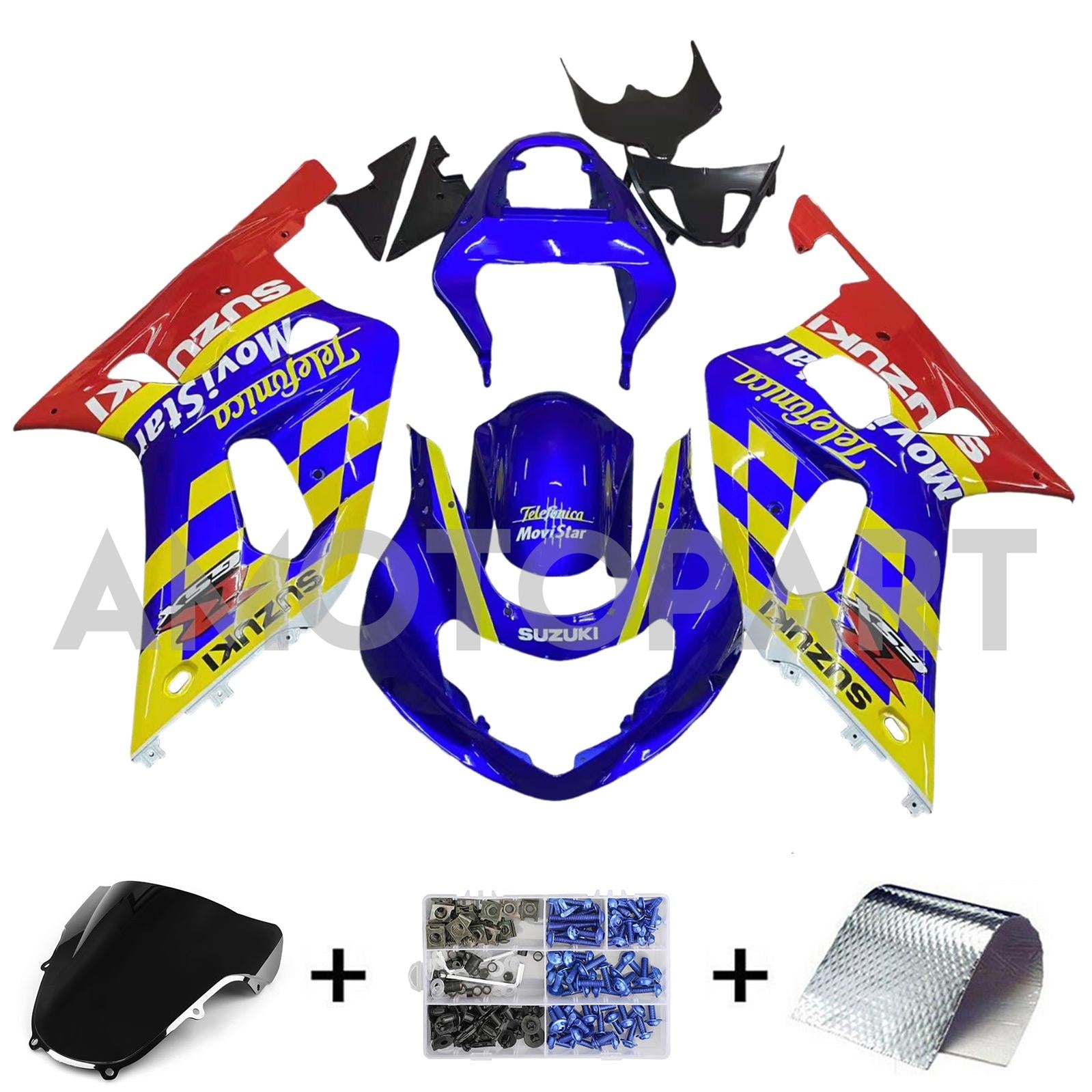 Amotopart 2001-2003 GSXR600 2000-2003 GSXR750 K1 Suzuki Red Blue Fairing Kit