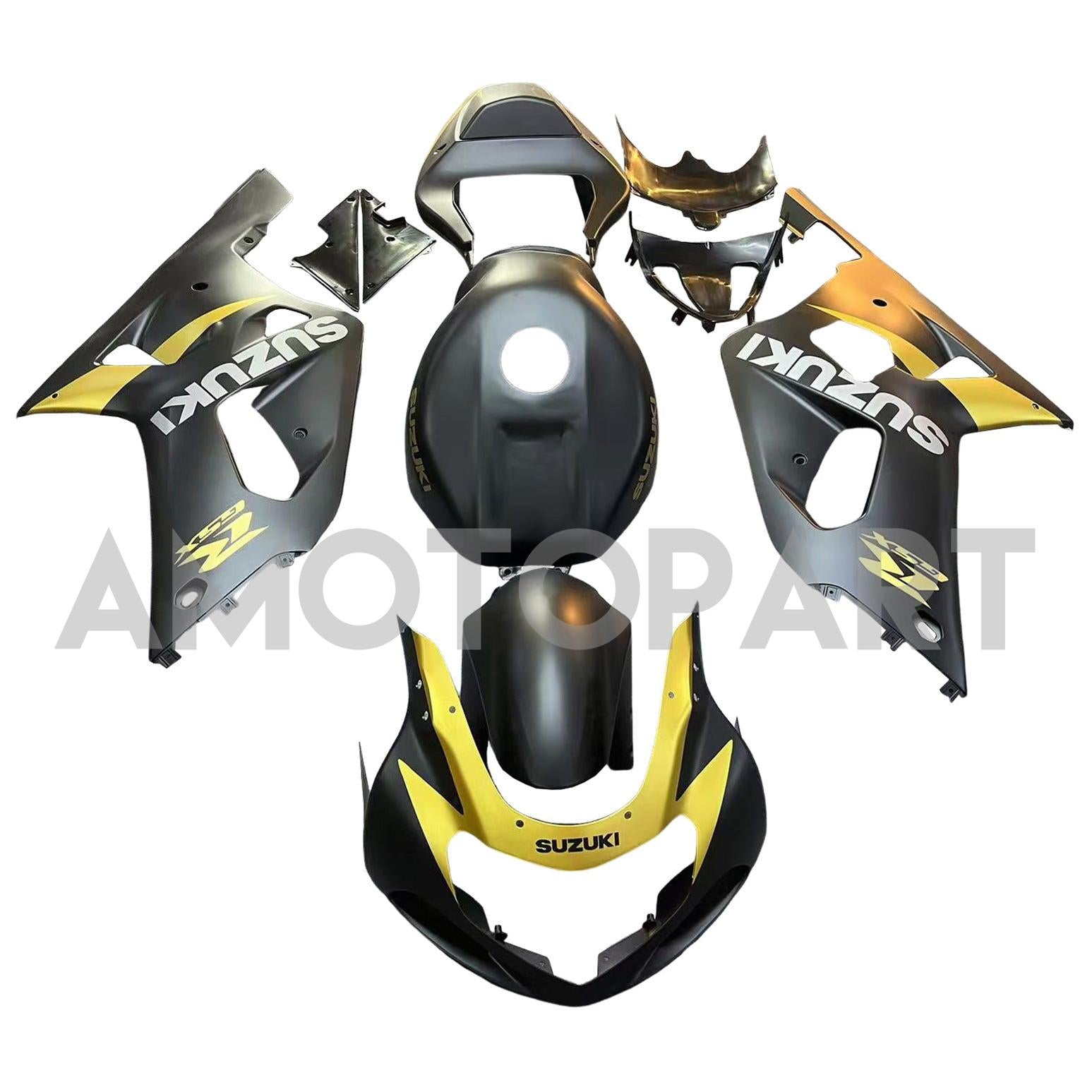 Amotopart 2001-2003 GSXR600 2000-2003 GSXR750 K1 Suzuki Matte Black Gold Fairing Kit