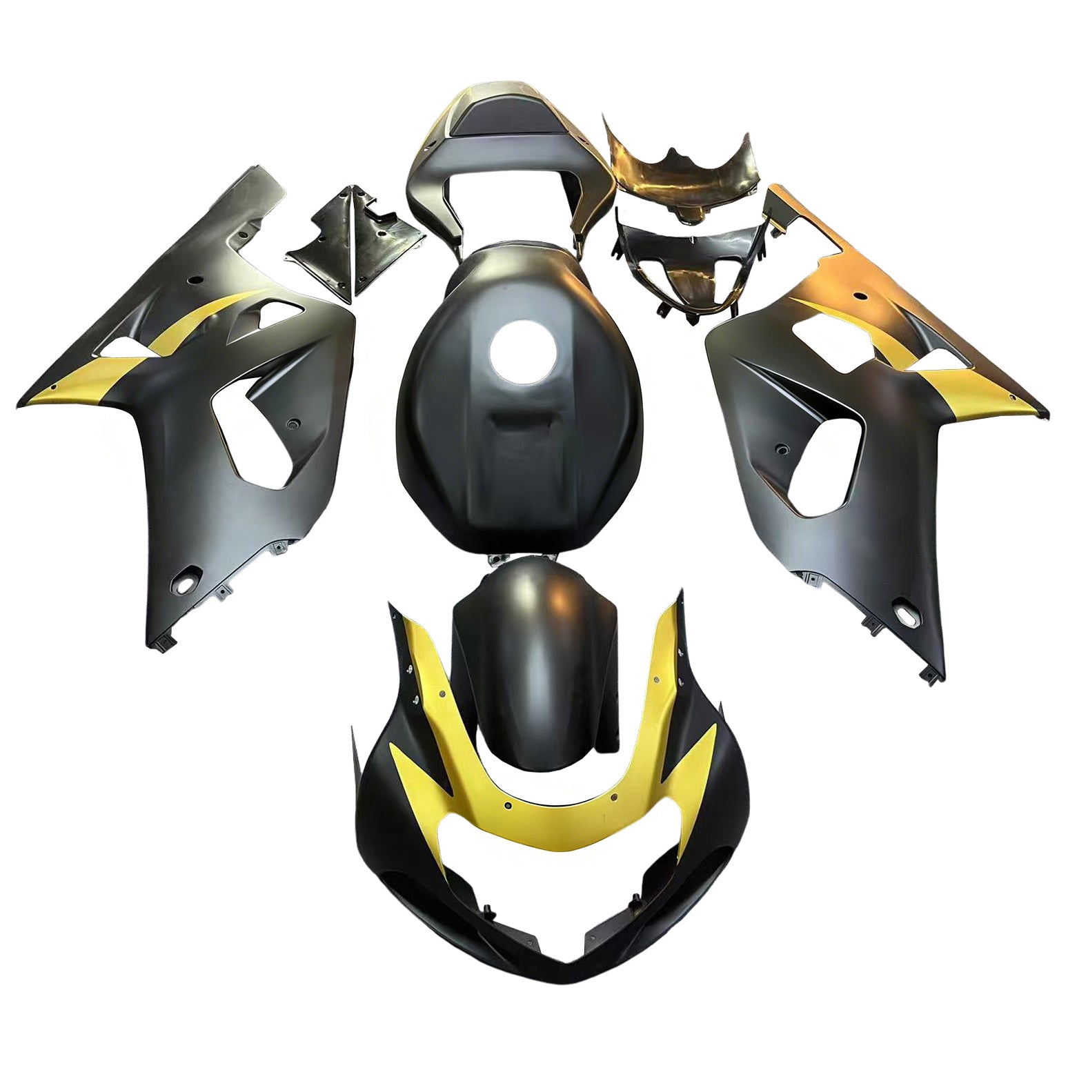 Amotopart 2001-2003 GSXR600 2000-2003 GSXR750 K1 Kit de carénage en or noir mat Suzuki Matte