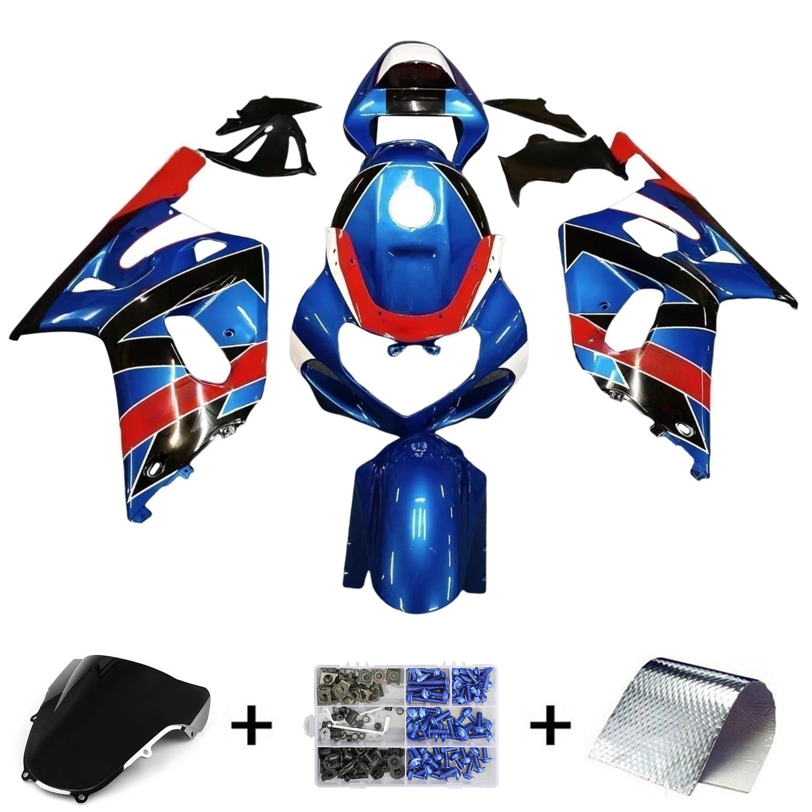 Amotopart 2001-2003 GSXR600 2000-2003 GSXR750 K1 Suzuki Blue Red Fairing Kit