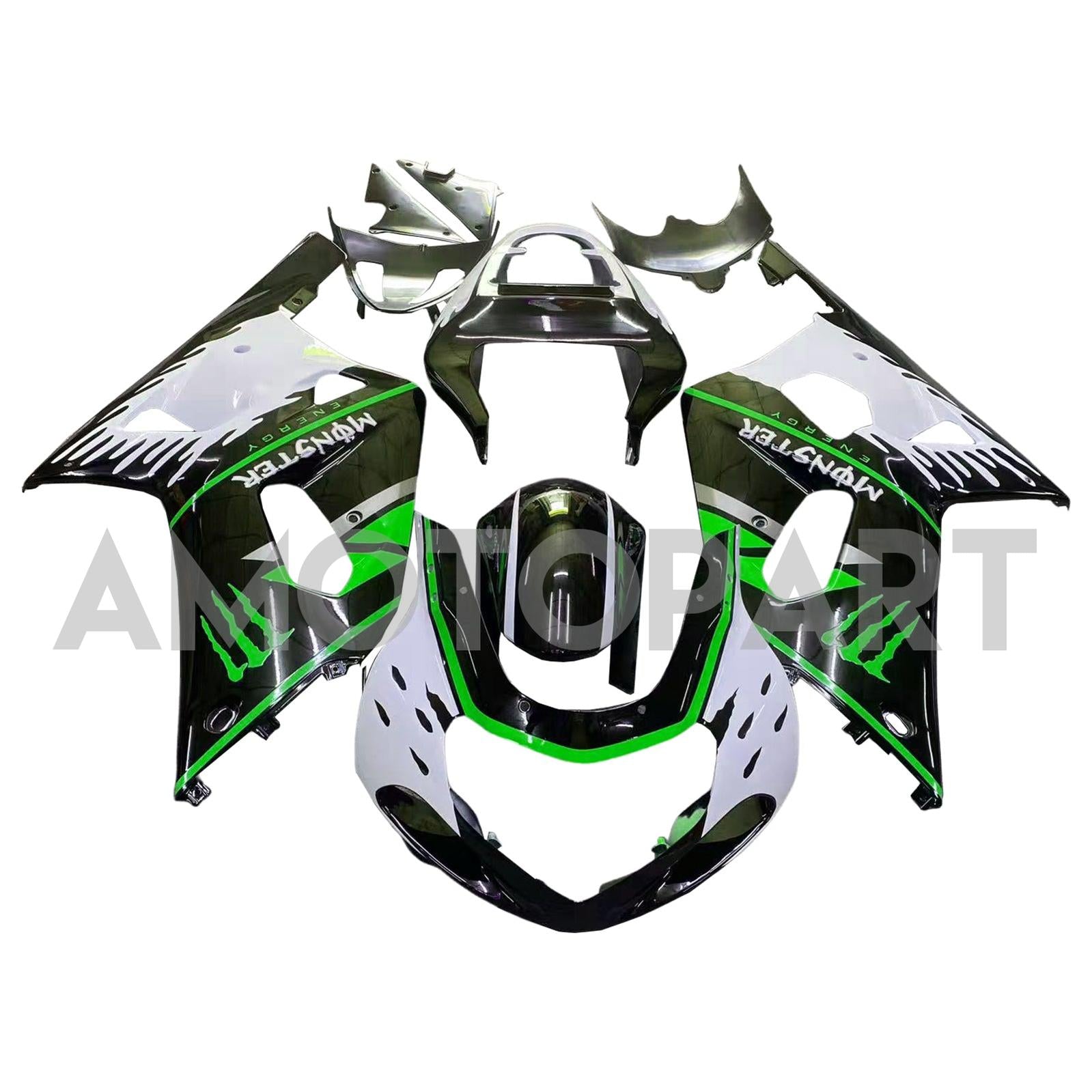 Amotopart 2001-2003 GSXR600 2000-2003 GSXR750 K1 Suzuki Green Black Fairing Kit