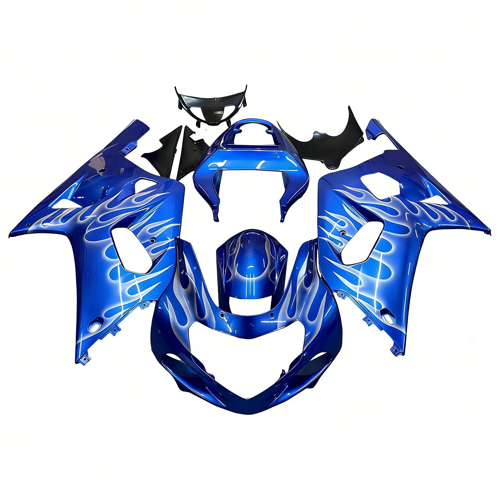 Amotopart 2001-2003 GSXR600 2000-2003 GSXR750 K1 Suzuki Blue with Flame Fairing Kit