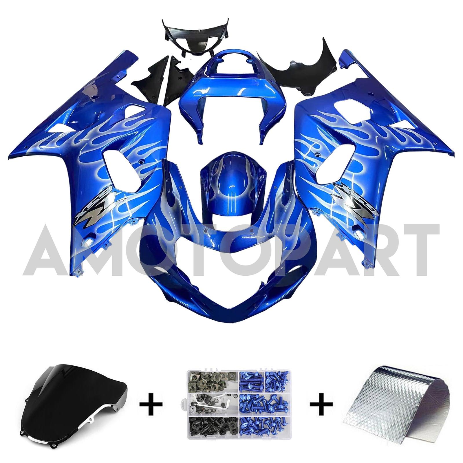 Amotopart 2001-2003 GSXR600 2000-2003 GSXR750 K1 Suzuki Blue com kit de carenagem de chama