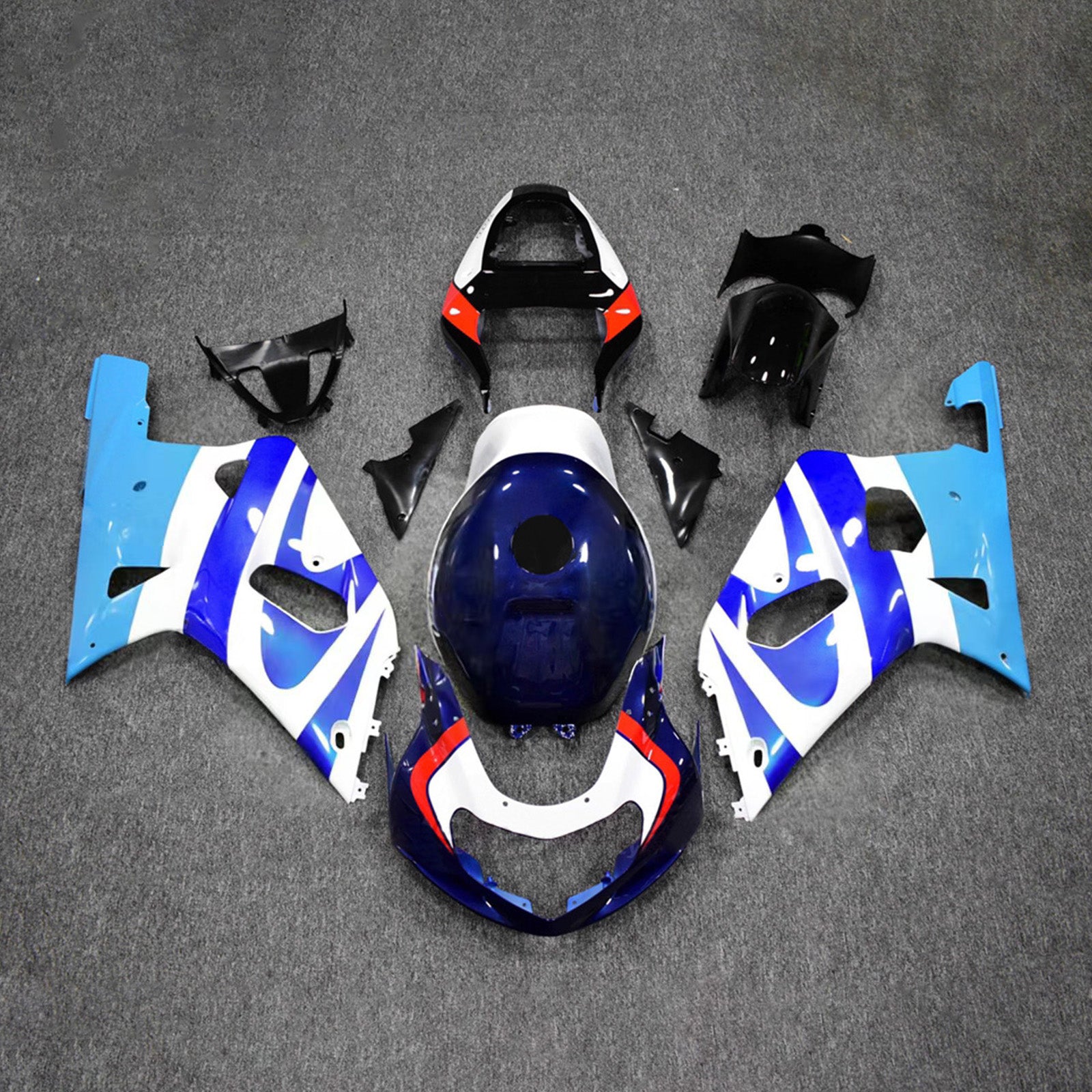 Amotopart Suzuki 2001-2003 GSXR 600 2000-2003 GSXR 750 Blue White Red Fairing Kit