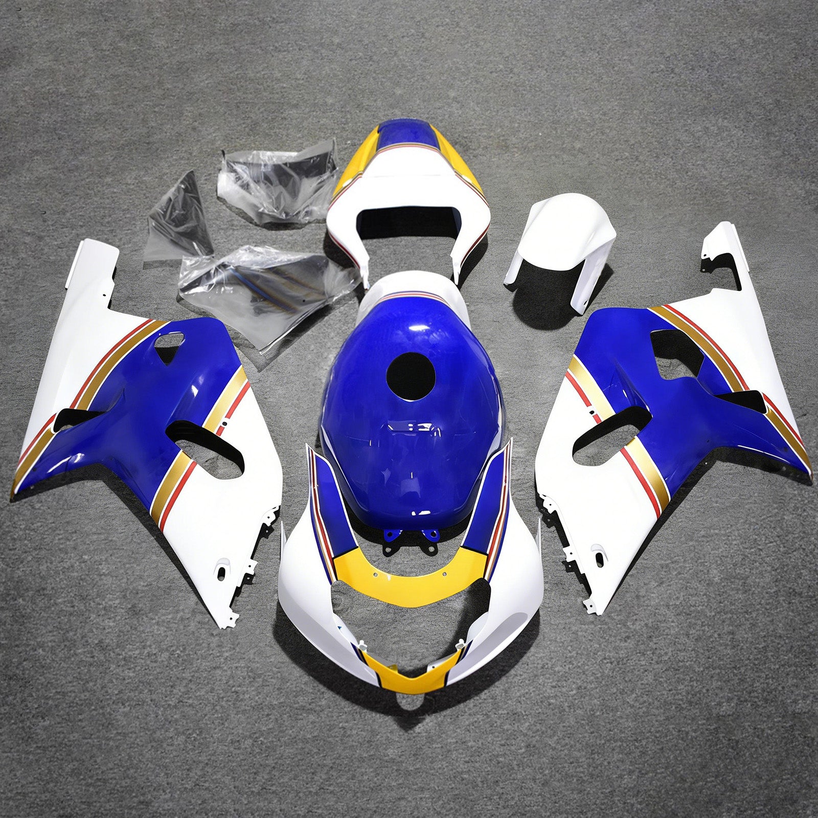 Amotopart Suzuki 2001-2003 GSXR 600 2000-2003 GSXR 750 Modrá Bílá Žlutá Sada kapotáže
