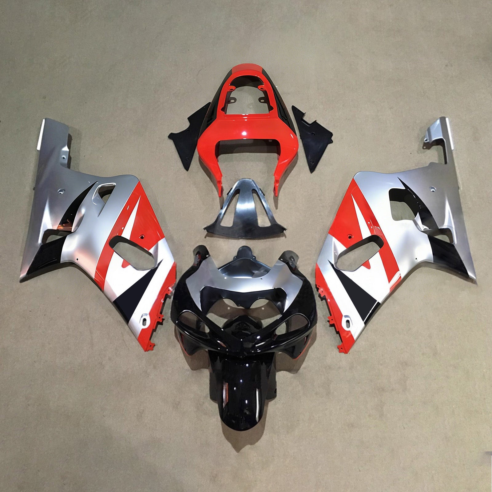 Amotopart Suzuki 2001-2003 GSXR 600 2000-2003 GSXR 750 Red Black Gray Fairing Kit