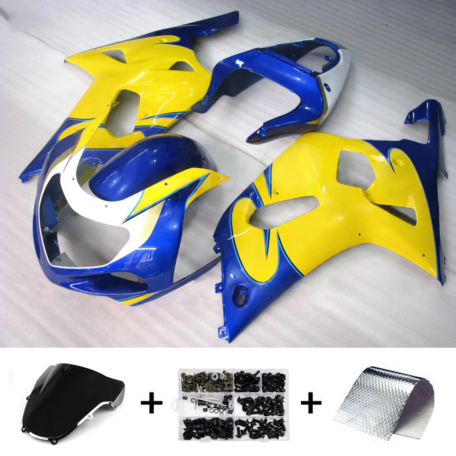 Amotopart Suzuki 2001-2003 GSXR 600 2000-2003 GSXR 750 Blue Yellow Fairing Kit
