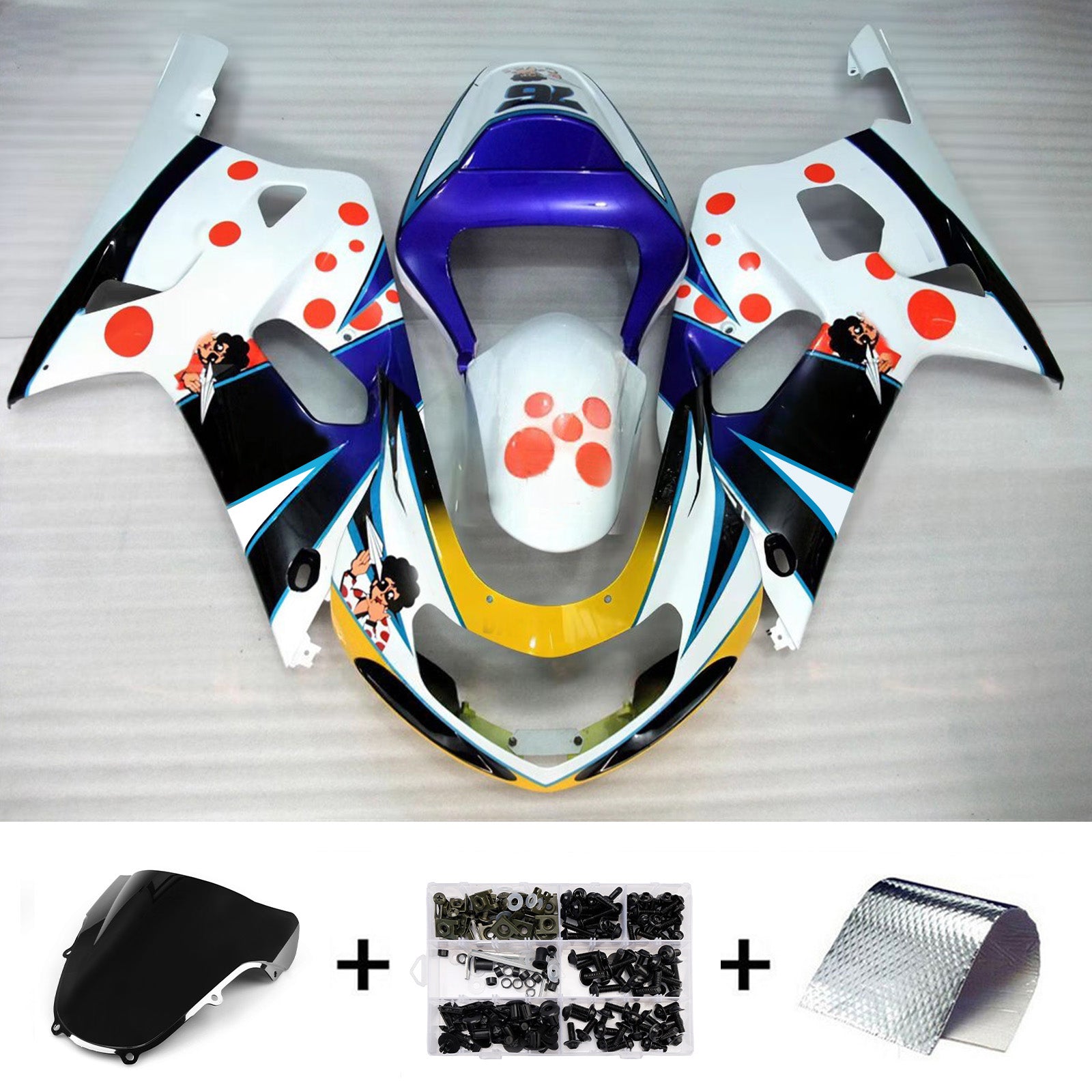 Amotopart Suzuki 2001-2003 GSXR 600 2000-2003 GSXR 750 Black Blue White Red Fairing Kit