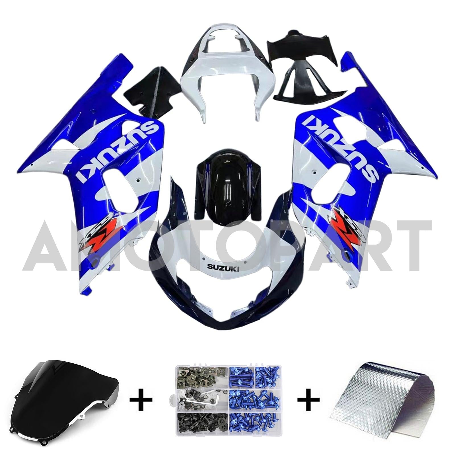 Amotopart Suzuki 01-03 GSXR600 & 00-03 GSXR750 Fairing blue-white-multi Kit