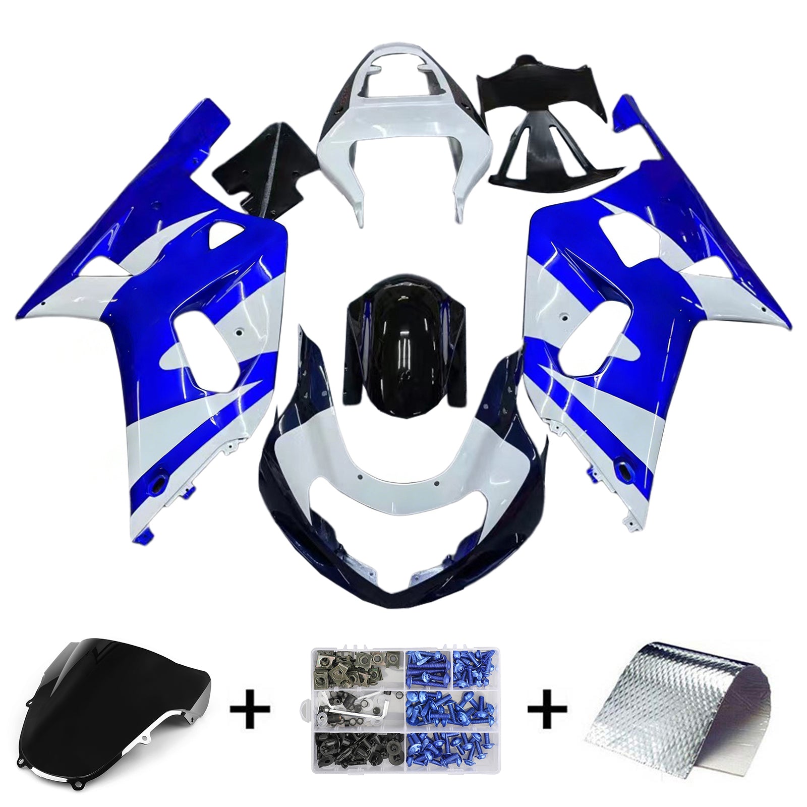 Amotopart Suzuki 01-03 GSXR600 & 00-03 GSXR750 Fairing Zestaw Blue-White-Multi