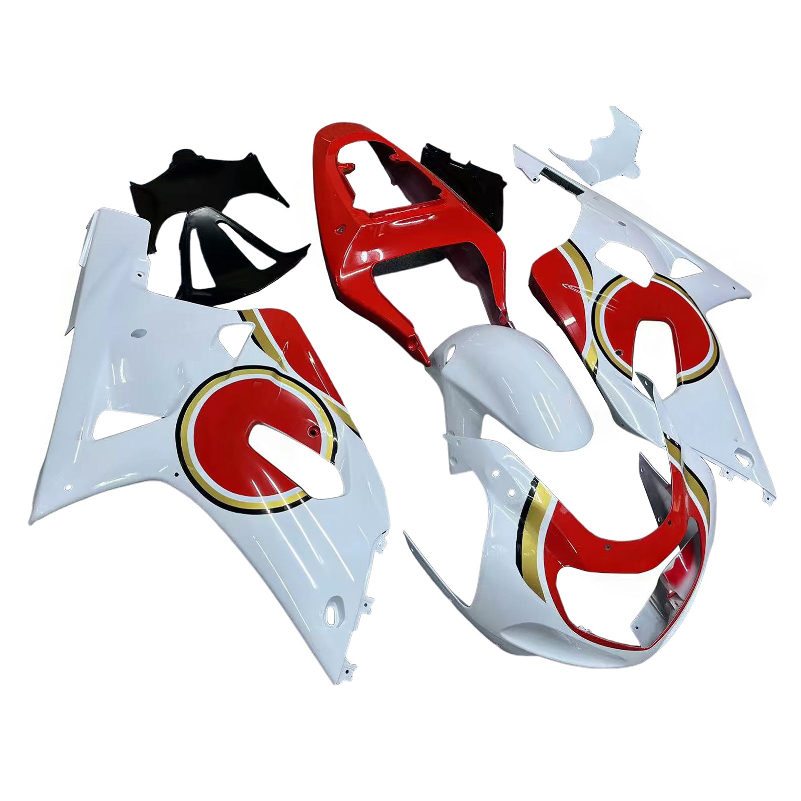 Amotopart Suzuki 01-03 GSXR600 & 00-03 GSXR750 Fairing White Red Kit