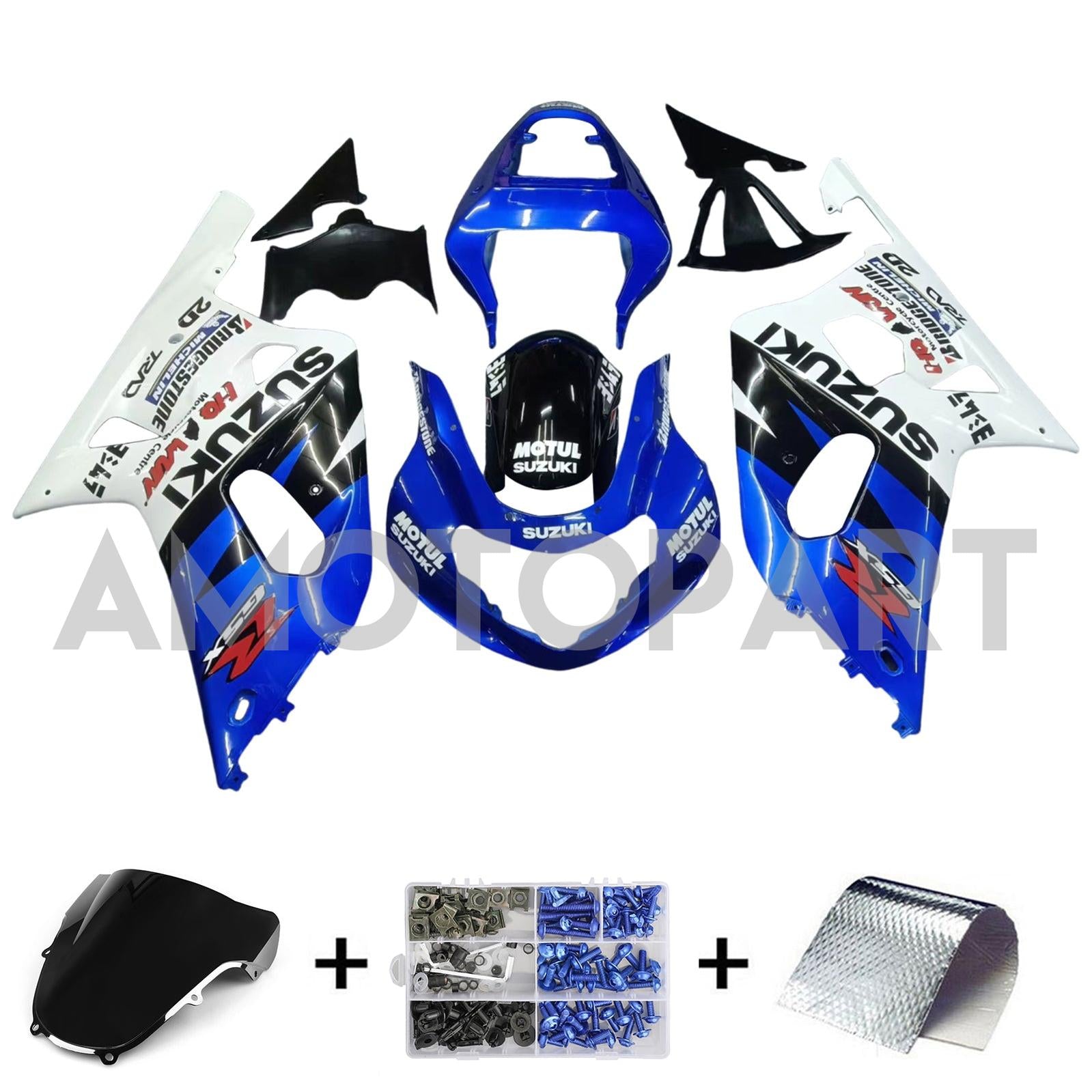 Amotopart Suzuki 01-03 GSXR600 & 00-03 GSXR750 Fairing blue-black-multi Kit