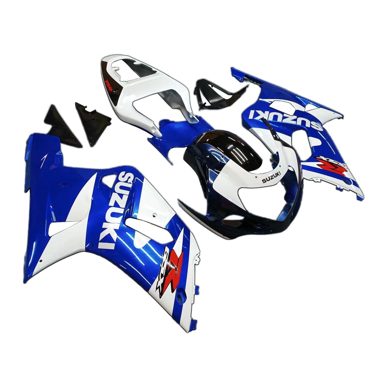 Amotopart Suzuki 01-03 GSXR600 & 00-03 GSXR750 Fairing White Blue Kit