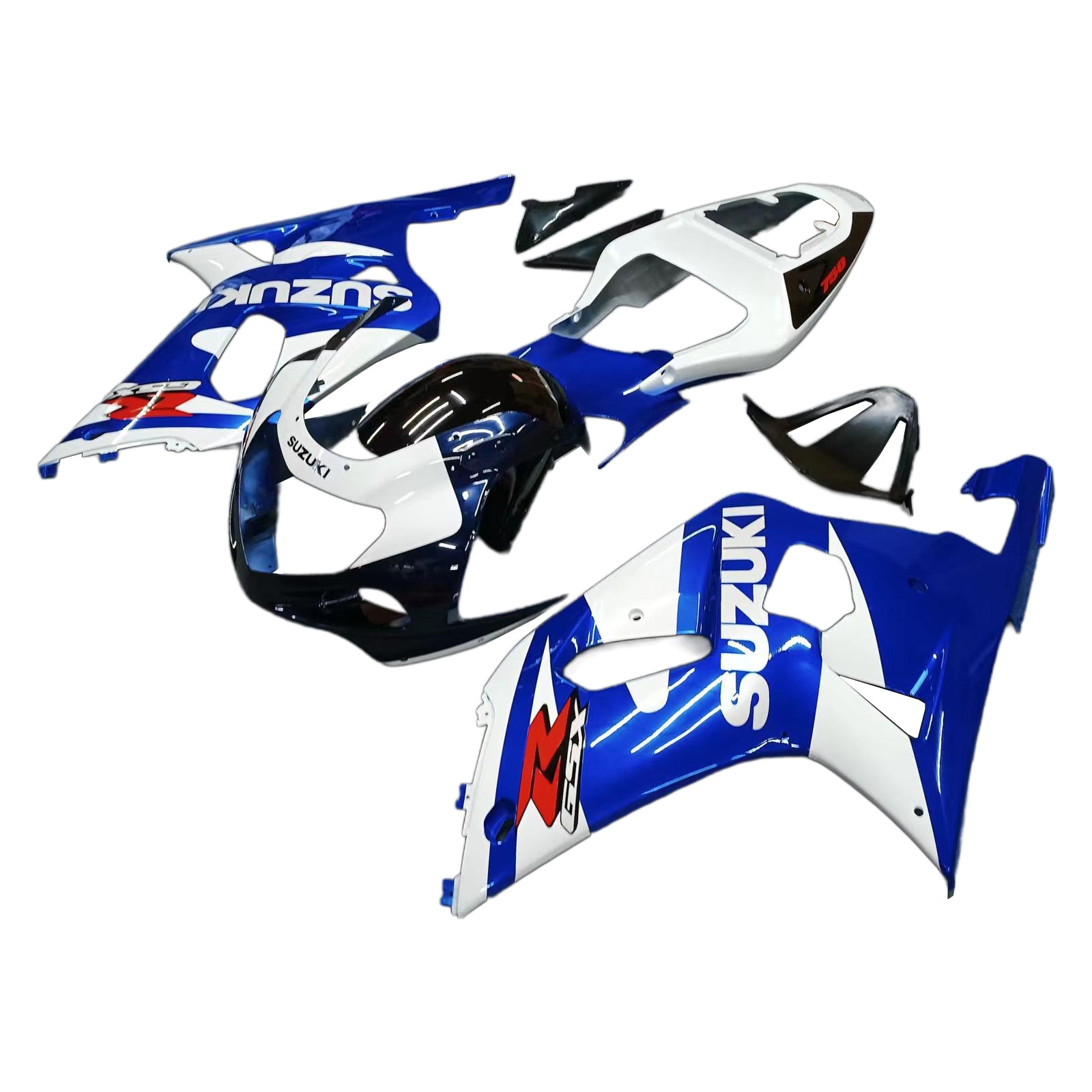 Amotopart Suzuki 01-03 GSXR600 & 00-03 GSXR750 Fairing White Blue Kit