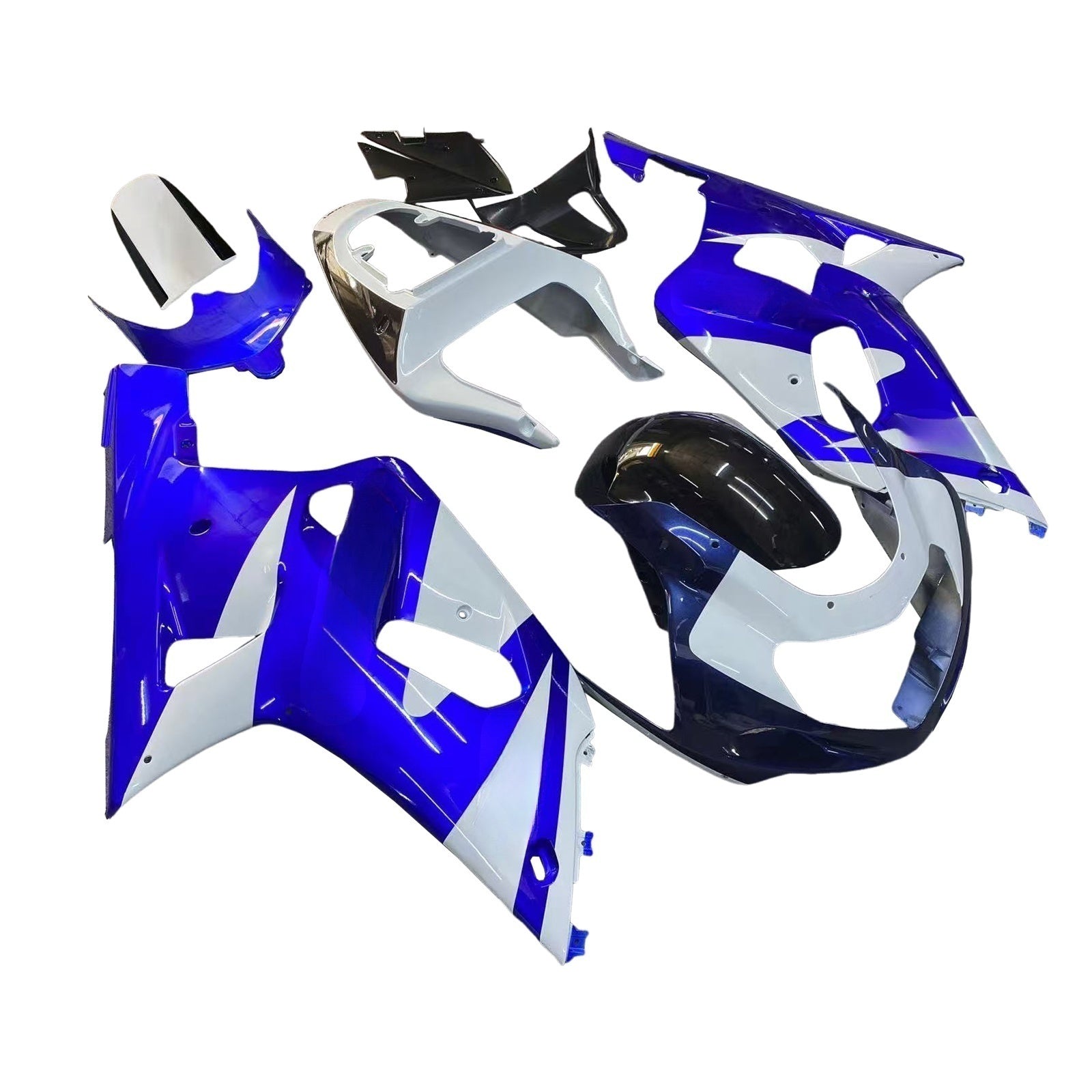 Amotopart Suzuki 01-03 GSXR600 & 00-03 GSXR750 Fairing White Blue Kit