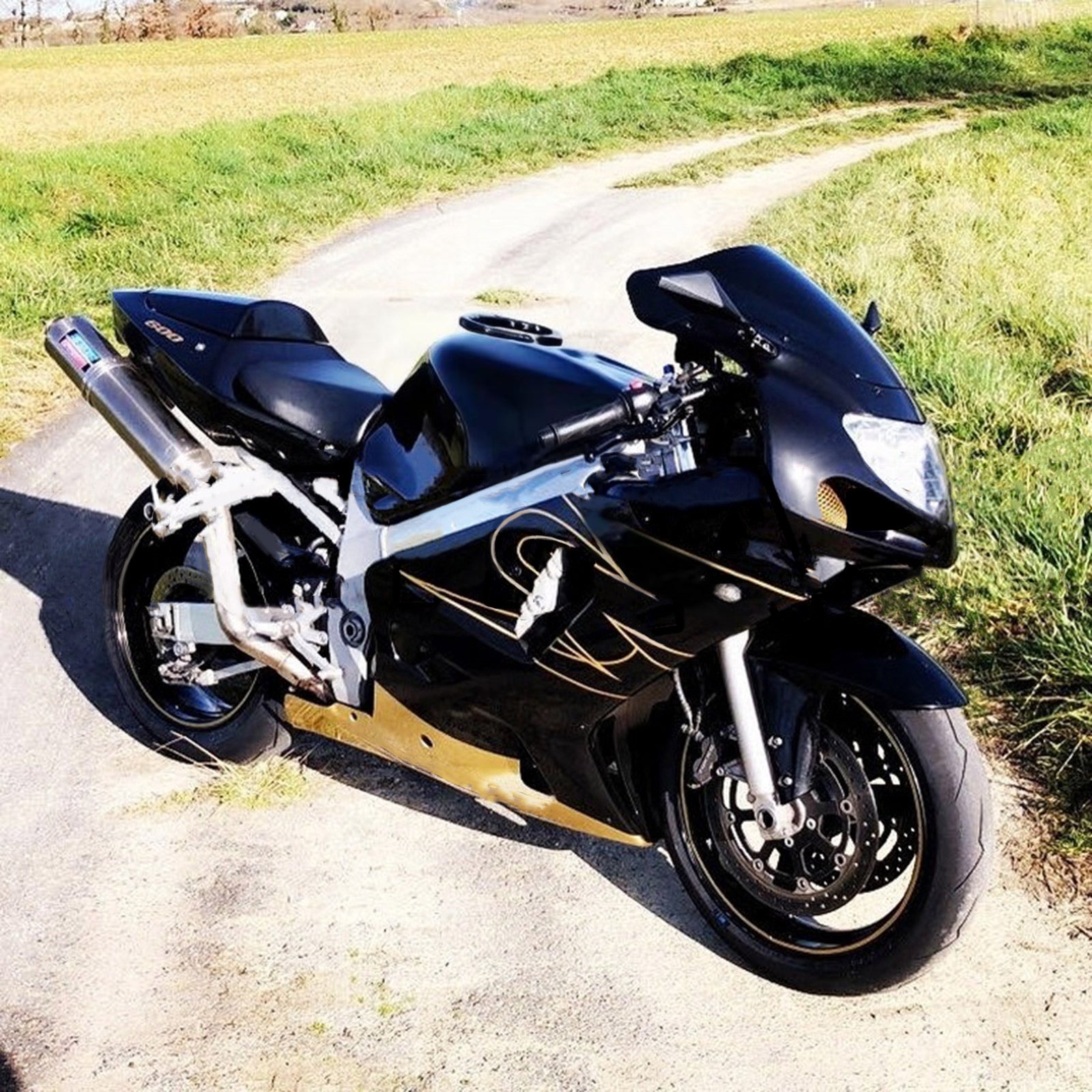 Amotopart Suzuki 01-03 GSXR600 & 00-03 GSXR750 Kit Carénage Noir Or