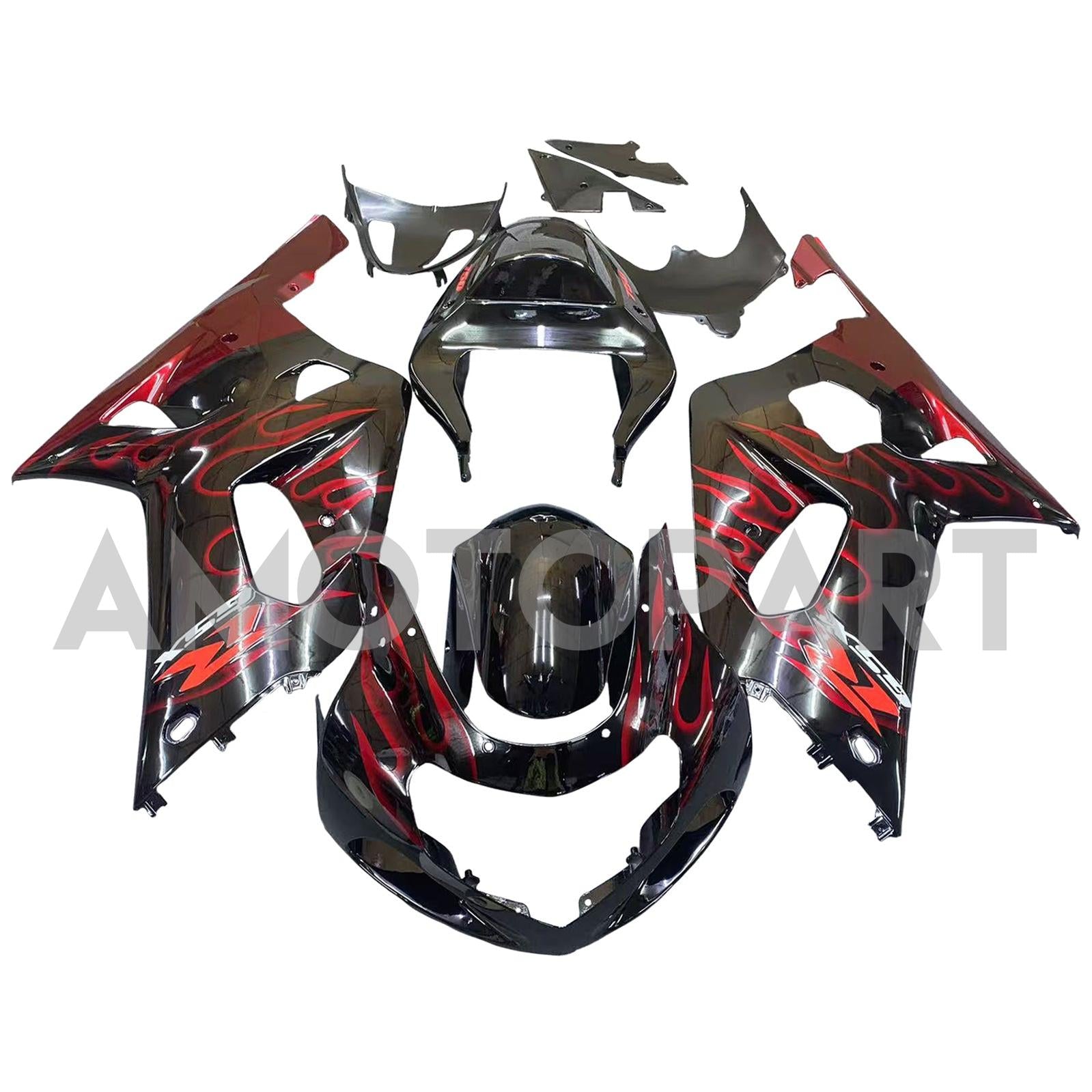 Amotopart Suzuki 01-03 GSXR600 & 00-03 GSXR750 Fairing black red Kit
