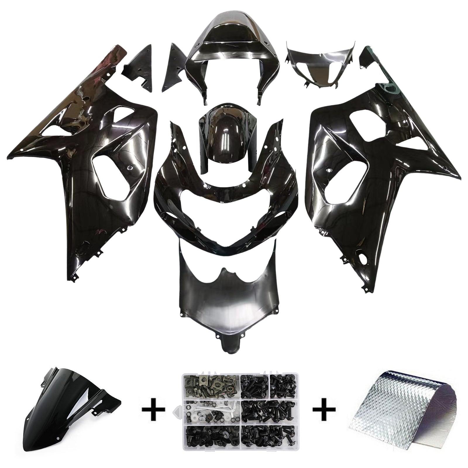 Amotopart Suzuki 01-03 GSXR600 & 00-03 GSXR750 Fairing glossy black Kit