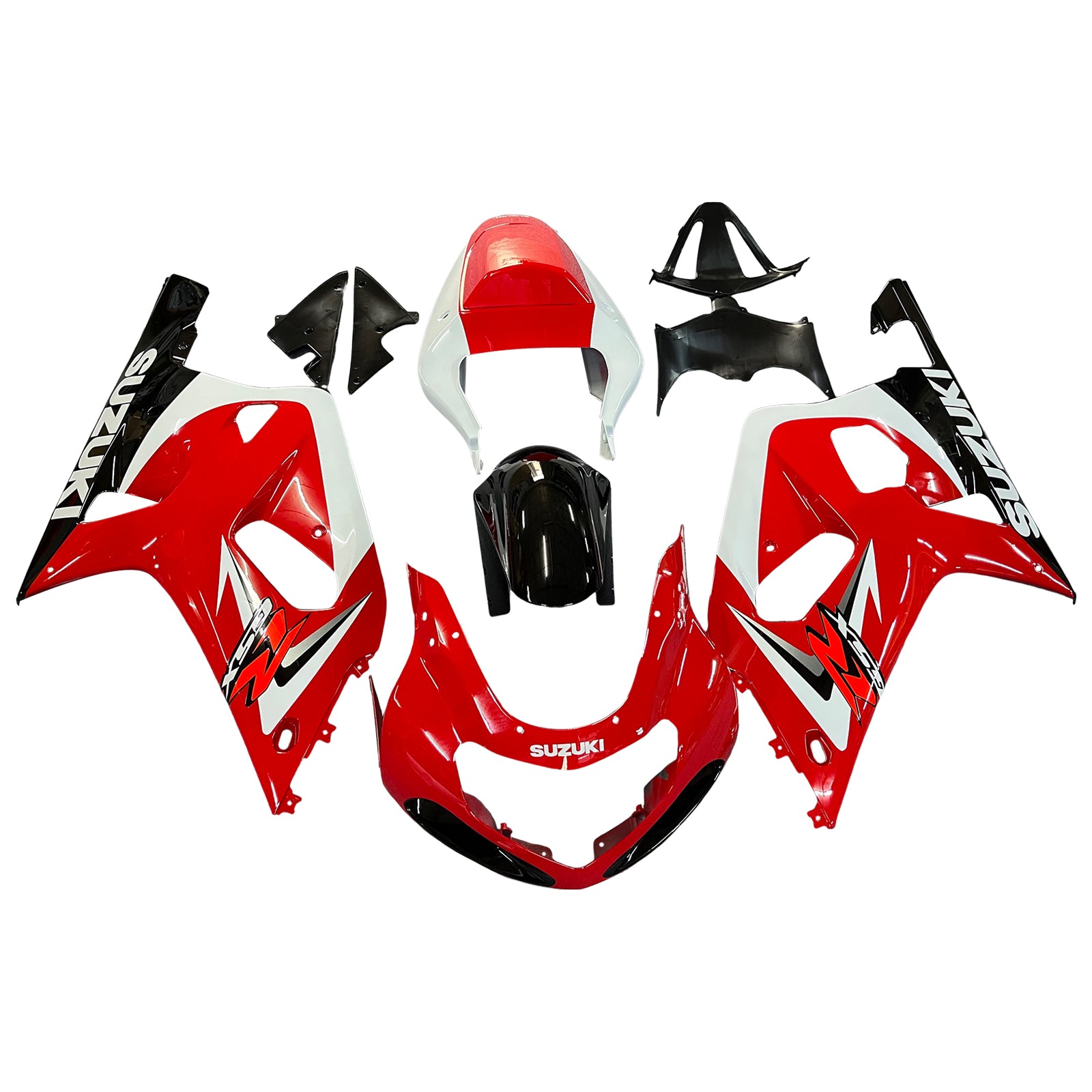 Kit de carenado Amotopart Suzuki 01-03 GSXR600 y 00-03 GSXR750 rojo blanco