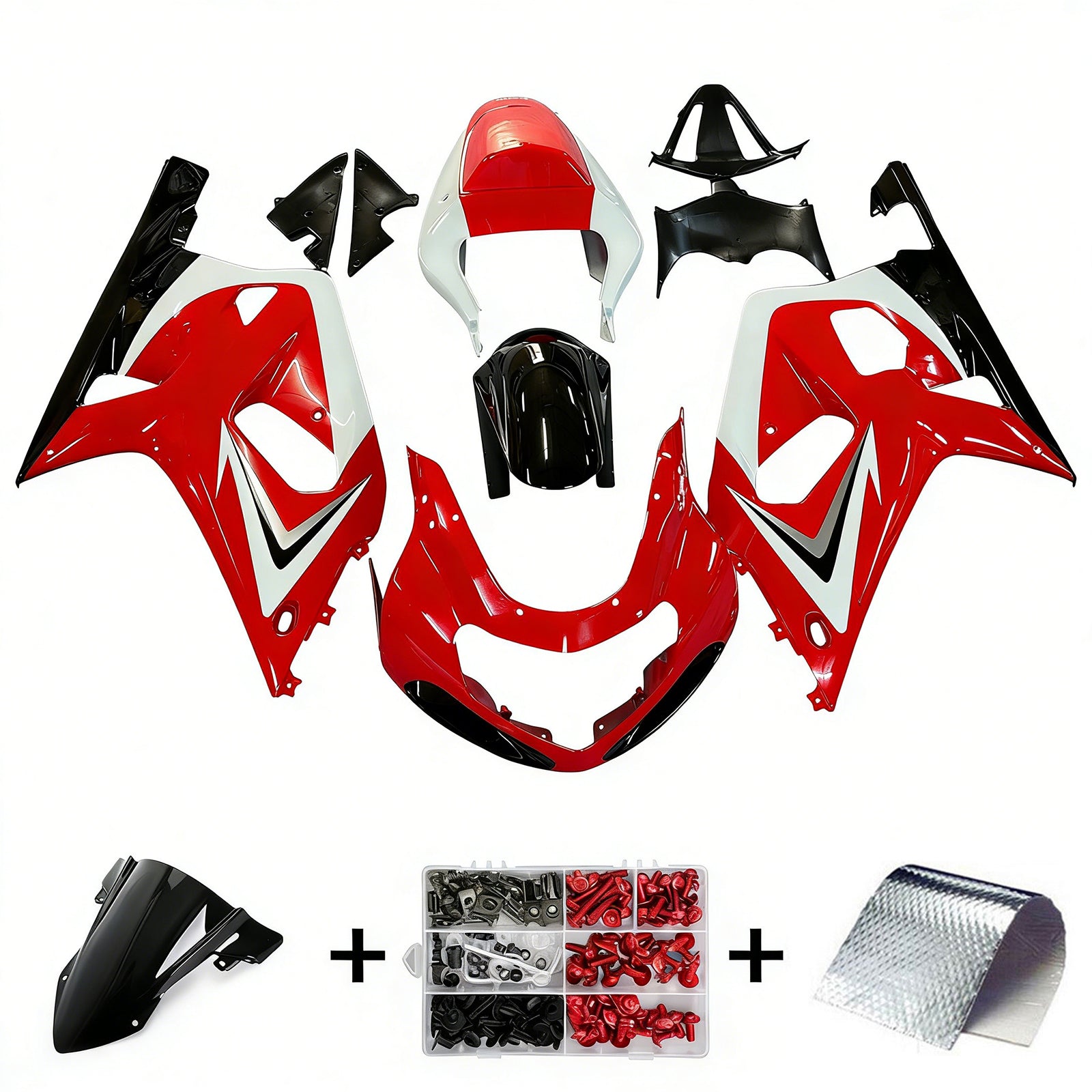 Amotopart Suzuki 01-03 GSXR600 & Kit carénage rouge et blanc GSXR750 00-03