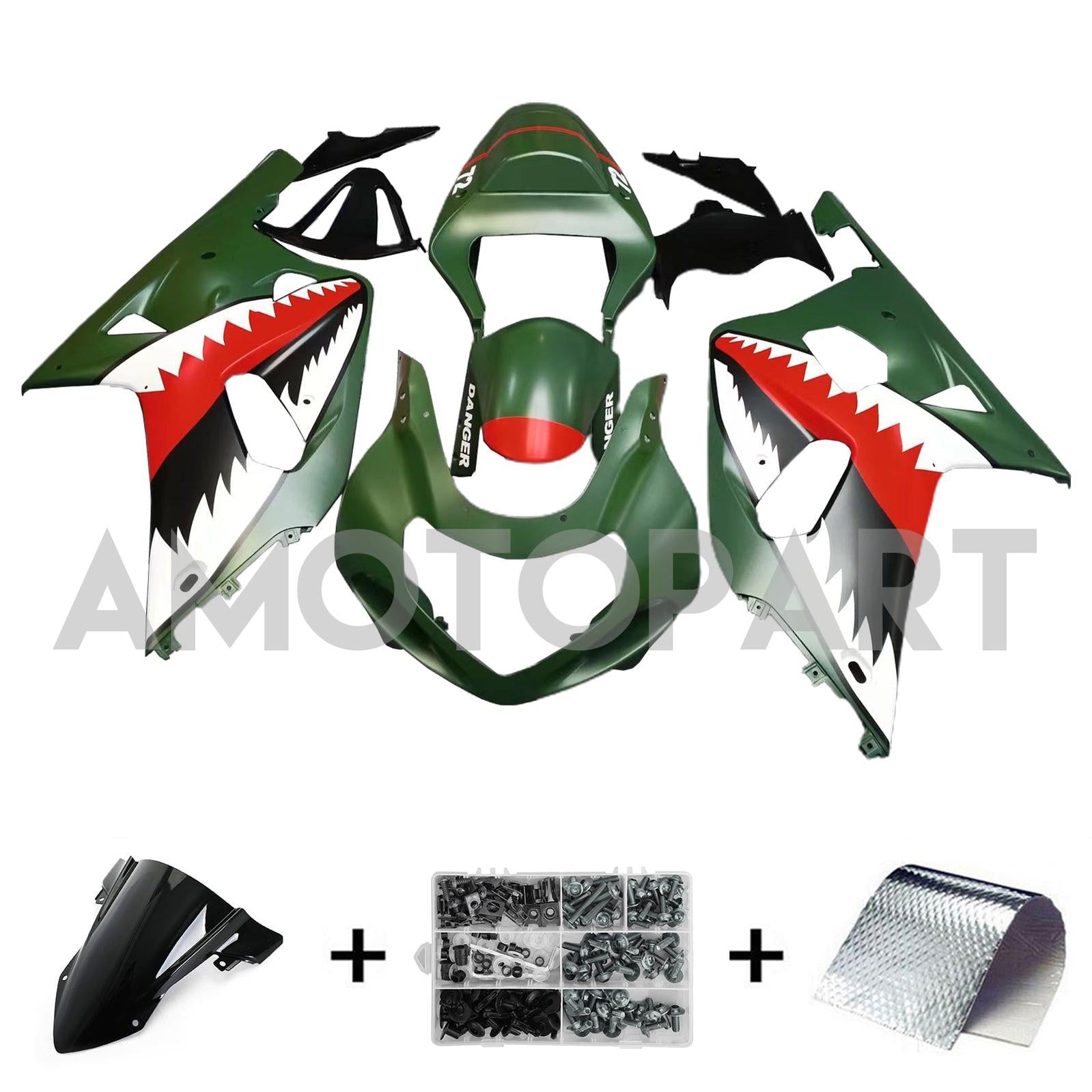 Amotopart Suzuki 01-03 GSXR600 & 00-03 GSXR750 Fairing matte green sharp Kit