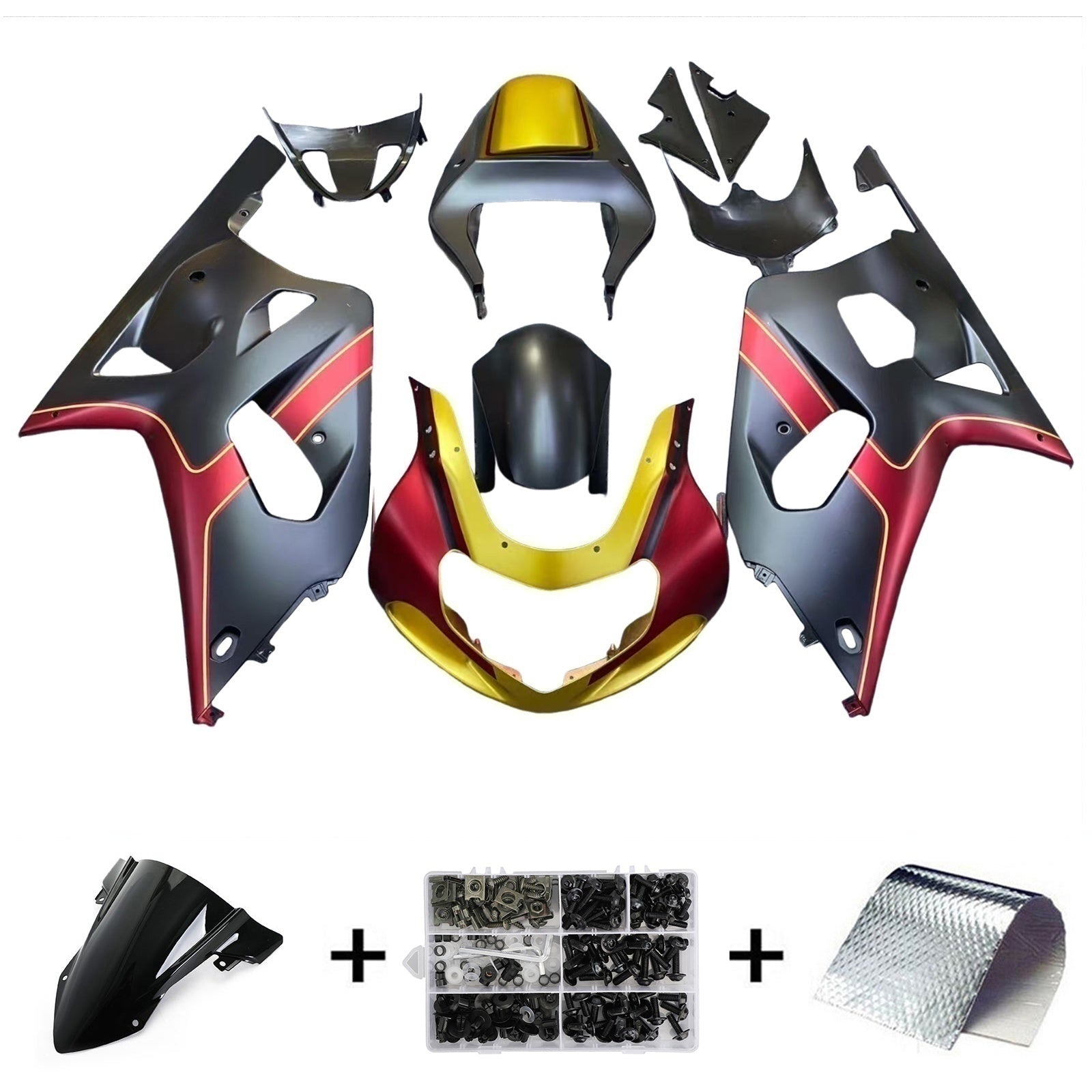 Amotopart Kit carenatura oro rosso Suzuki 01-03 GSXR600 e 00-03 GSXR750